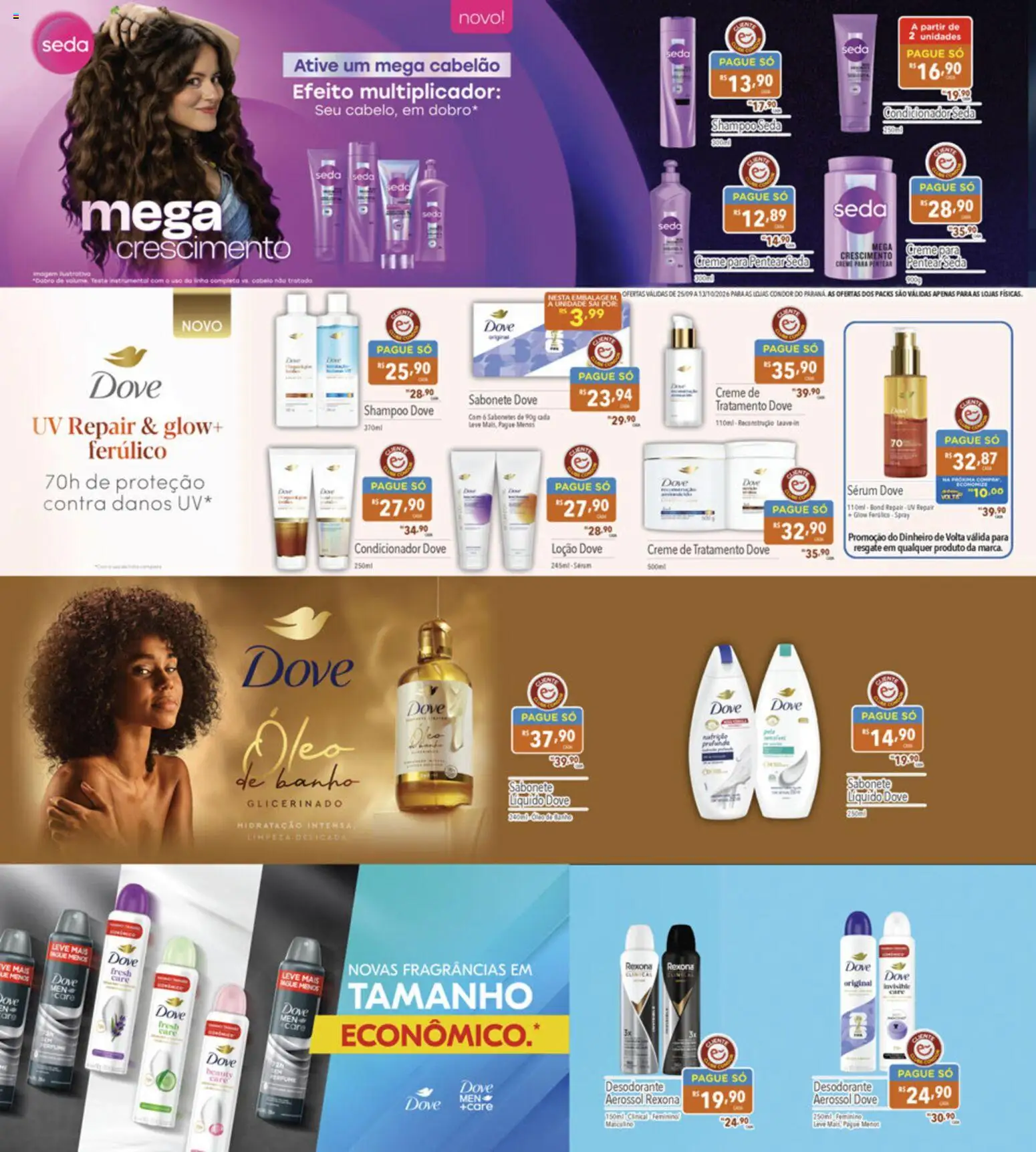 Supermercados Condor Folheto - válido de 25/09/2026 | Página: 25 | Produtos: Shampoo, Rexona, Creme para pentear, Dove