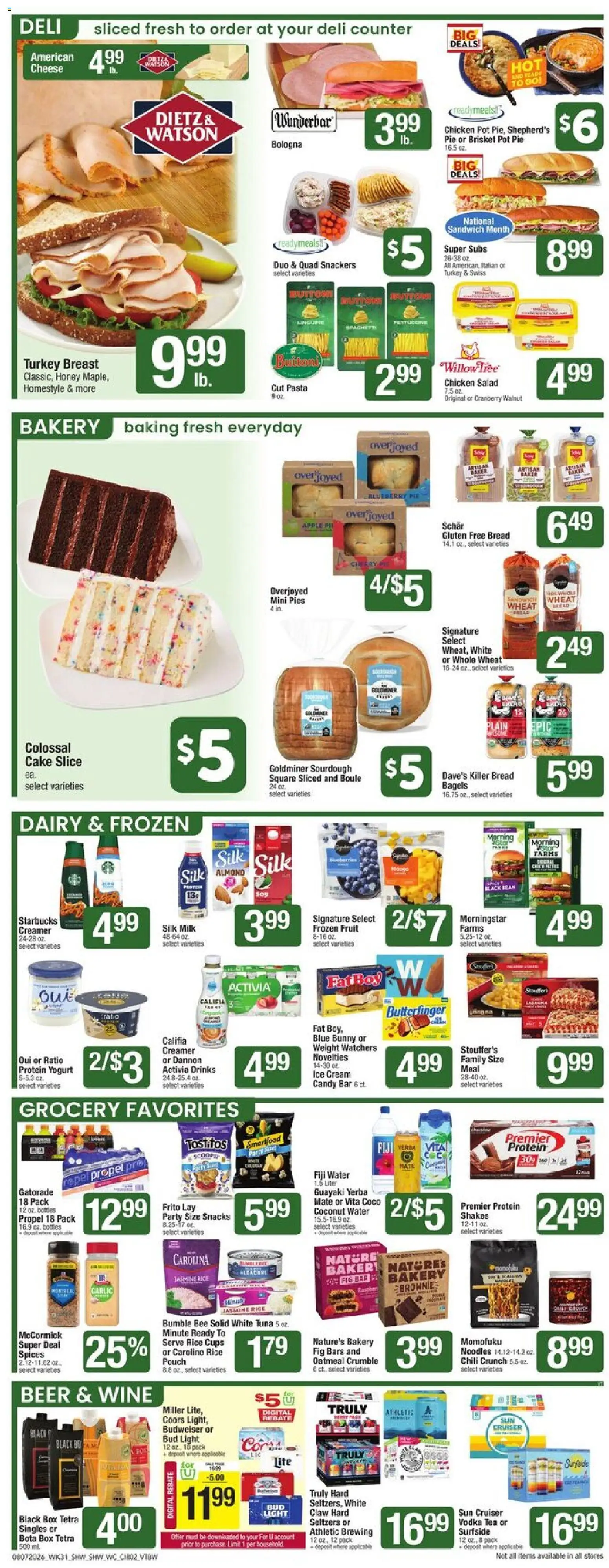 Shaw's Weekly Ad - VT - valid from 08/07/2026 | Page: 2 | Products: Turkey, Tuna, Snacks, Coconut