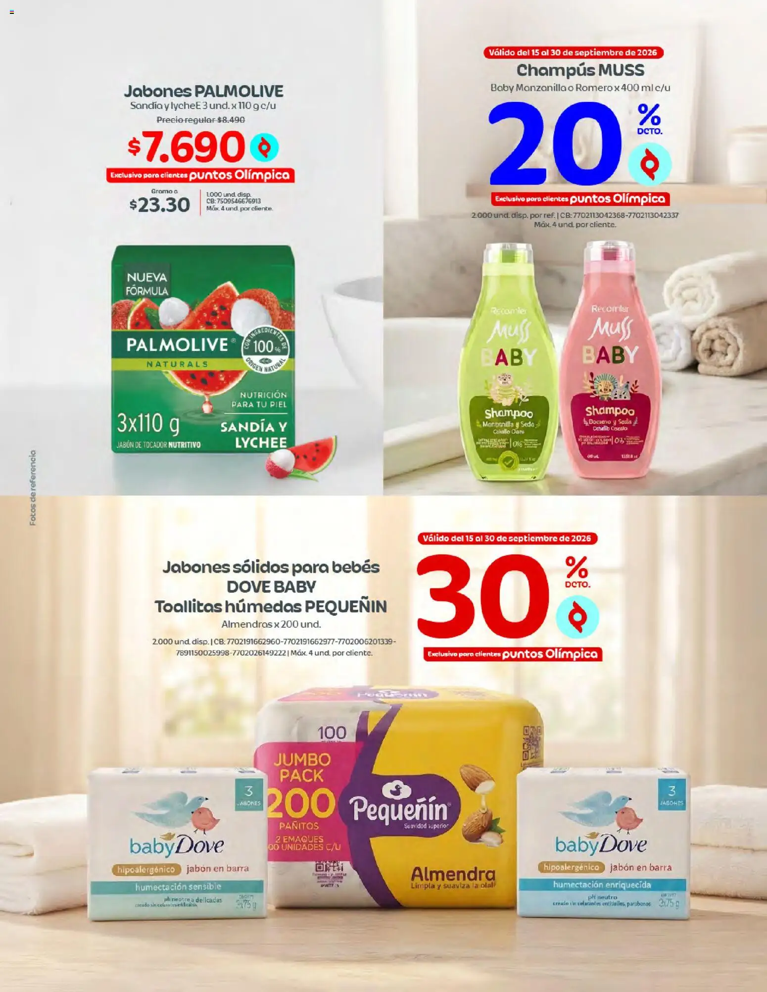 Olímpica revista - valida desde el 01/09/2026 | Página: 14 | Productos: Almendra, Sandía, Jabón, Toallitas húmedas