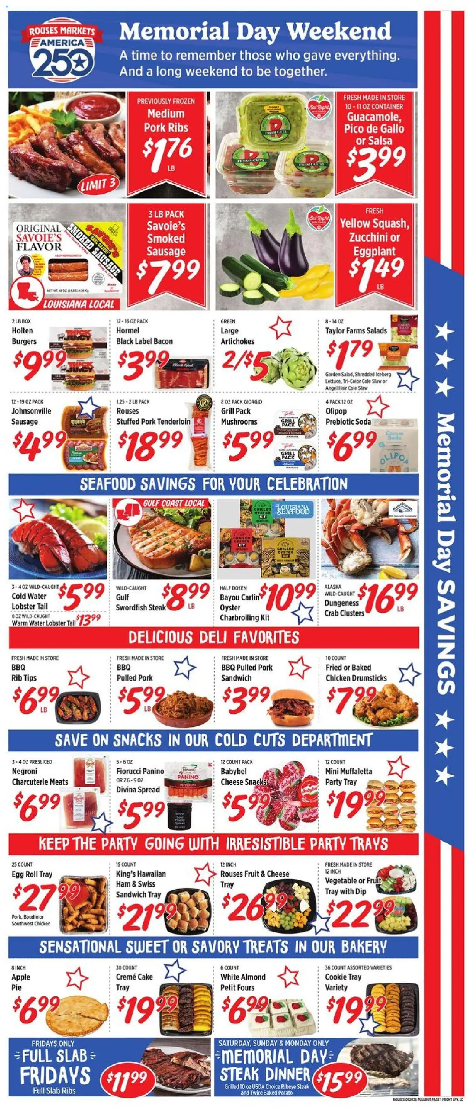 Rouses Weekly Ad - LA - valid from 20.05.2026 | Page: 4 | Products: Bakery, Cheese, Ham, Sausage