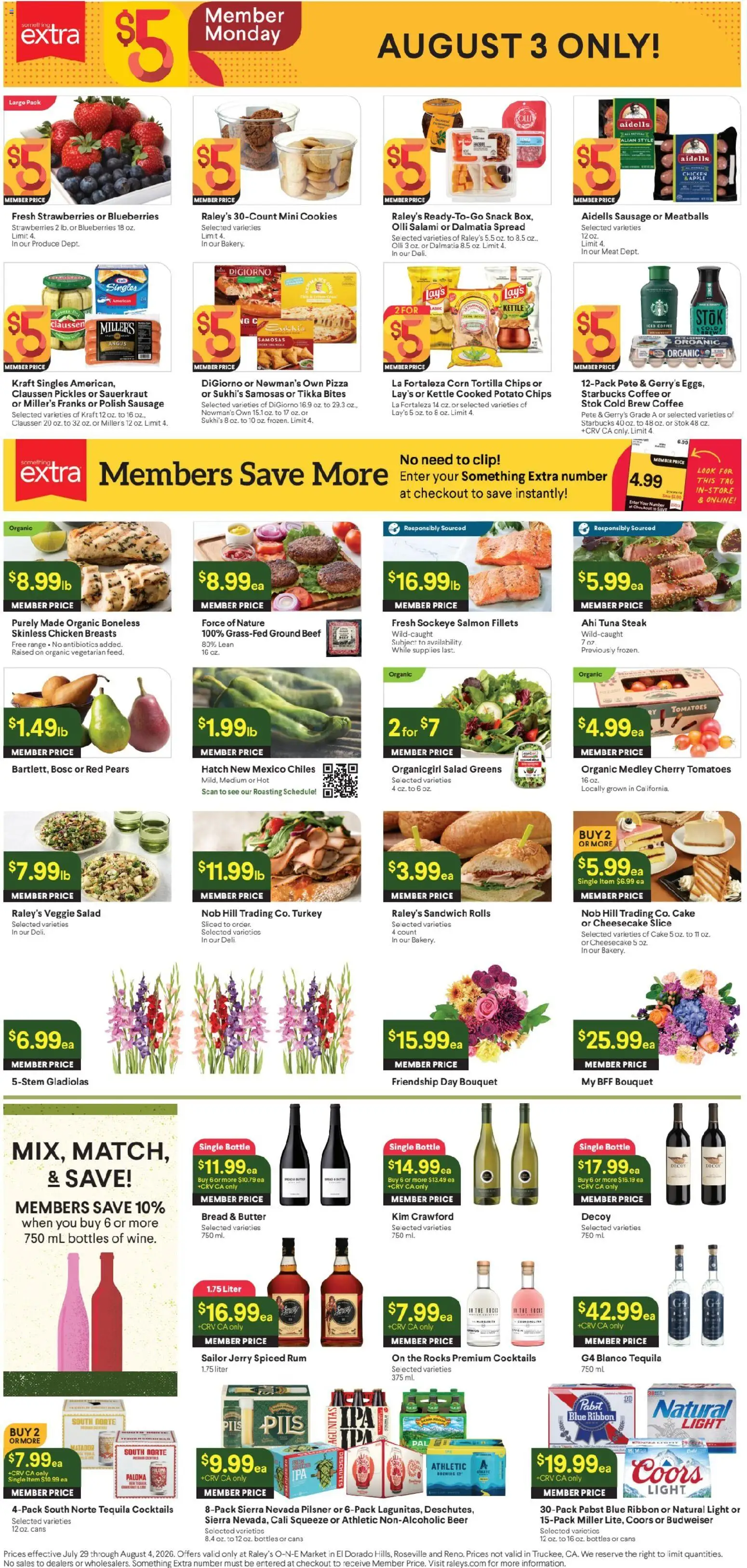 Raley's Ad - valid from 07/29/2026 | Page: 4 | Products: Corn, Coffee, Beef, Blueberries
