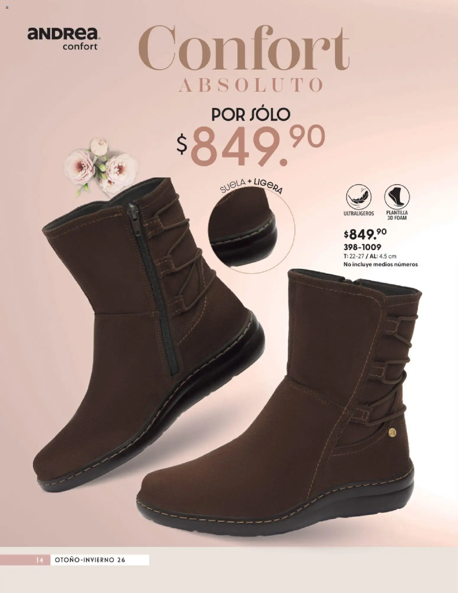 Nuevas ofertas de Andrea válidas en toda la República Mexicana desde el 23/08/2026. ¡Encuentra las mejores ofertas en Andrea catálogo Calzado Confort! | Página: 14