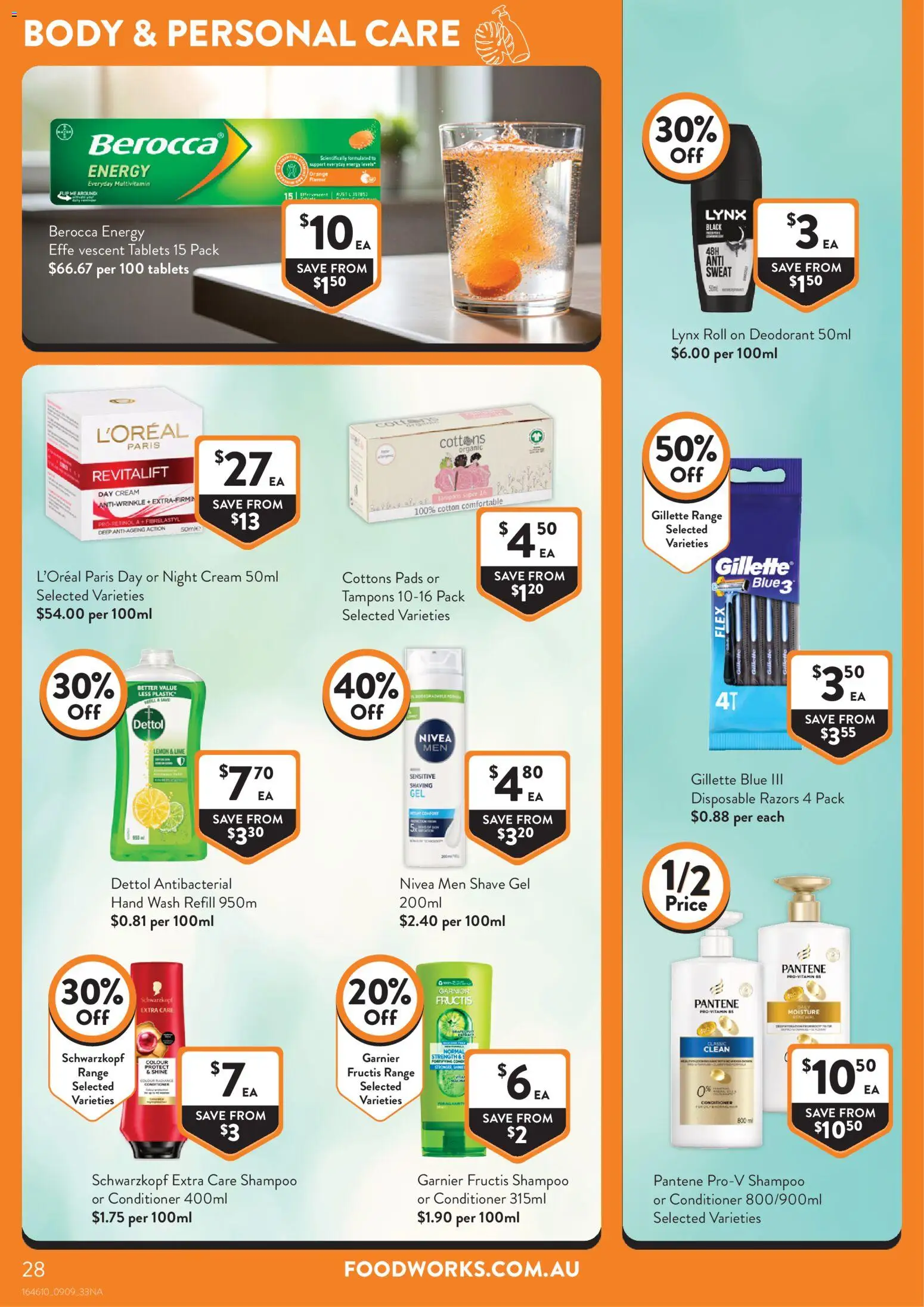 Foodworks catalogue - valid from 09/09/2026 | Page: 28 | Products: Cream, Lime, Night cream, Tampons