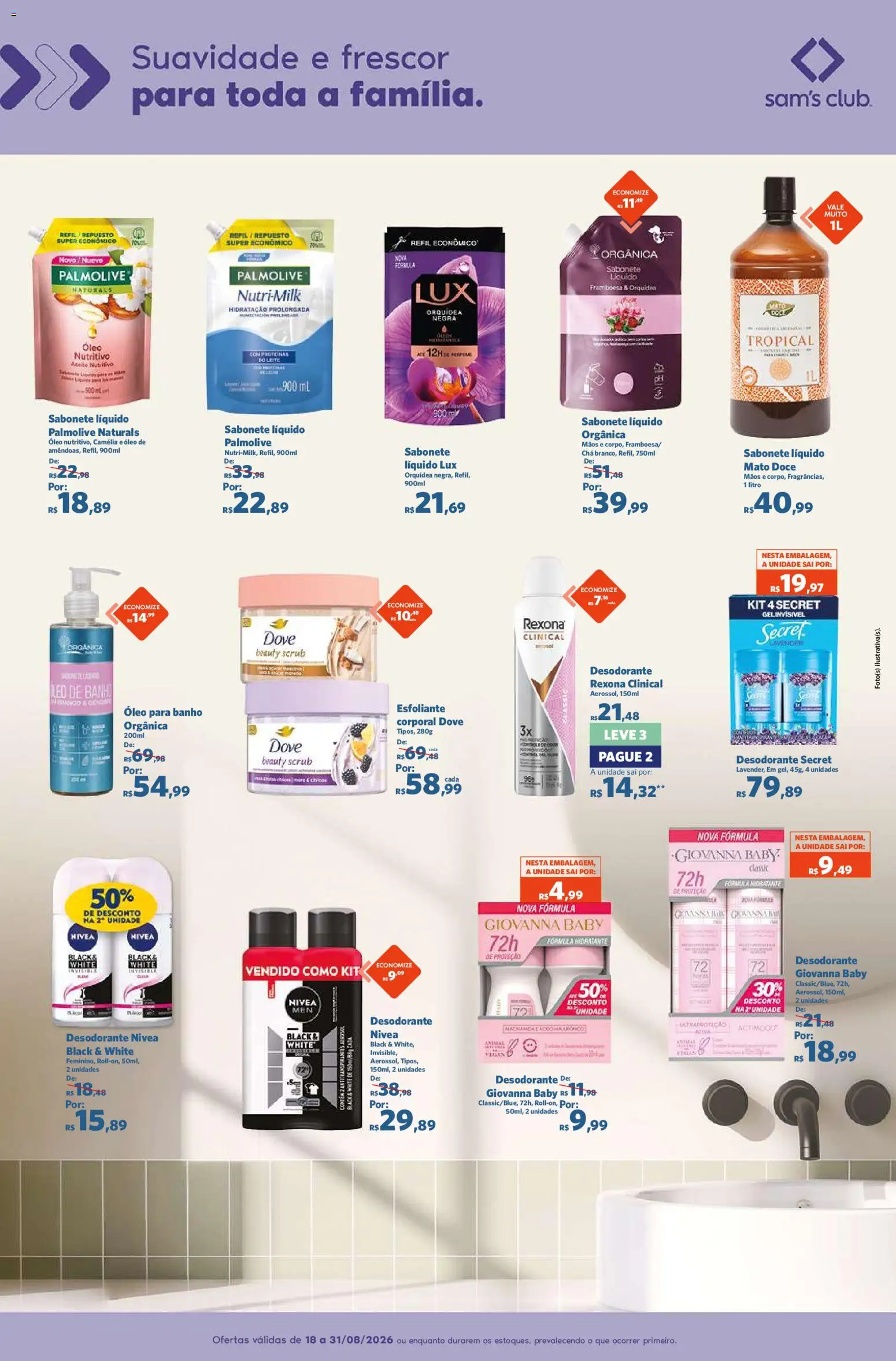 Sam's Club Folheto - válido de 18/08/2026 | Página: 6 | Produtos: Óleo, Chá, Rexona, Dove