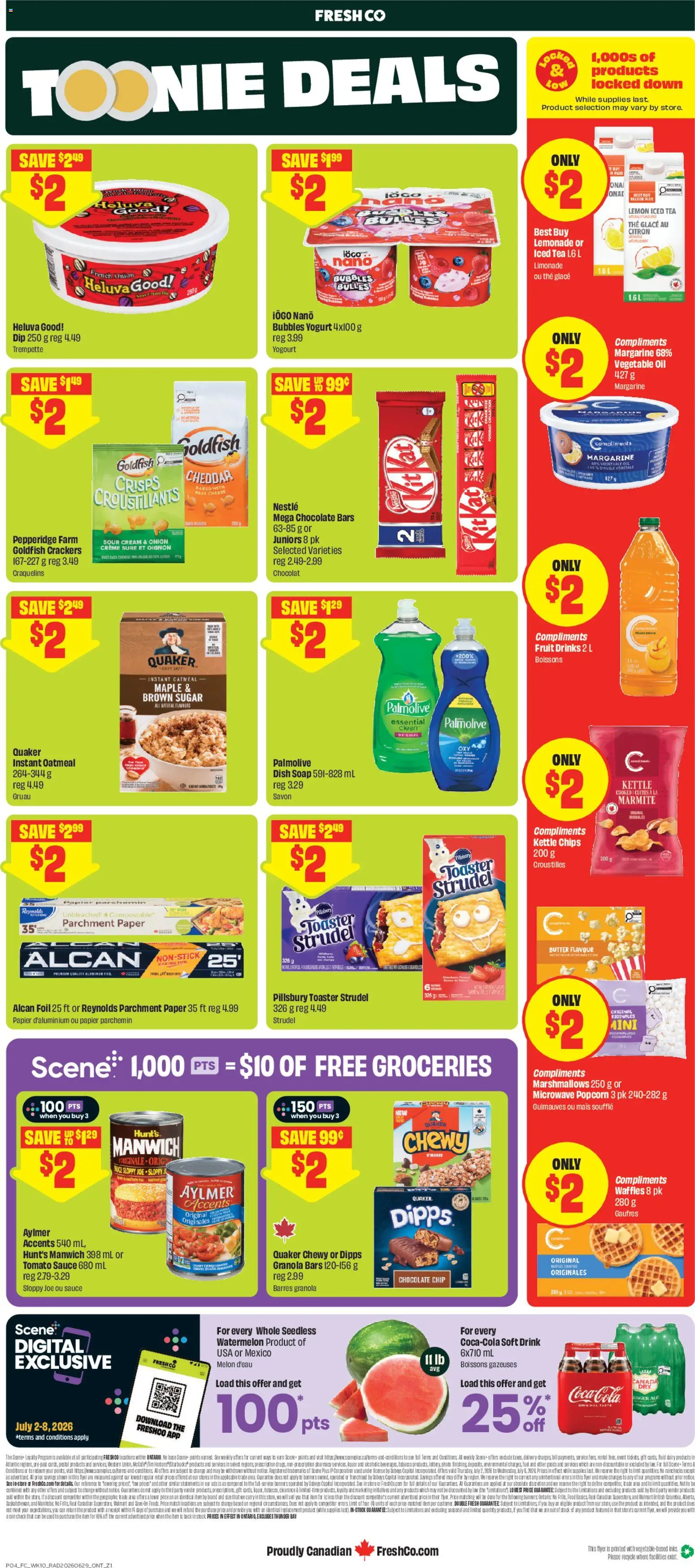 FreshCo flyer valid from Jul 2, 2026 | Page: 2 | Products: Chips, Cream, Kettle, Oil