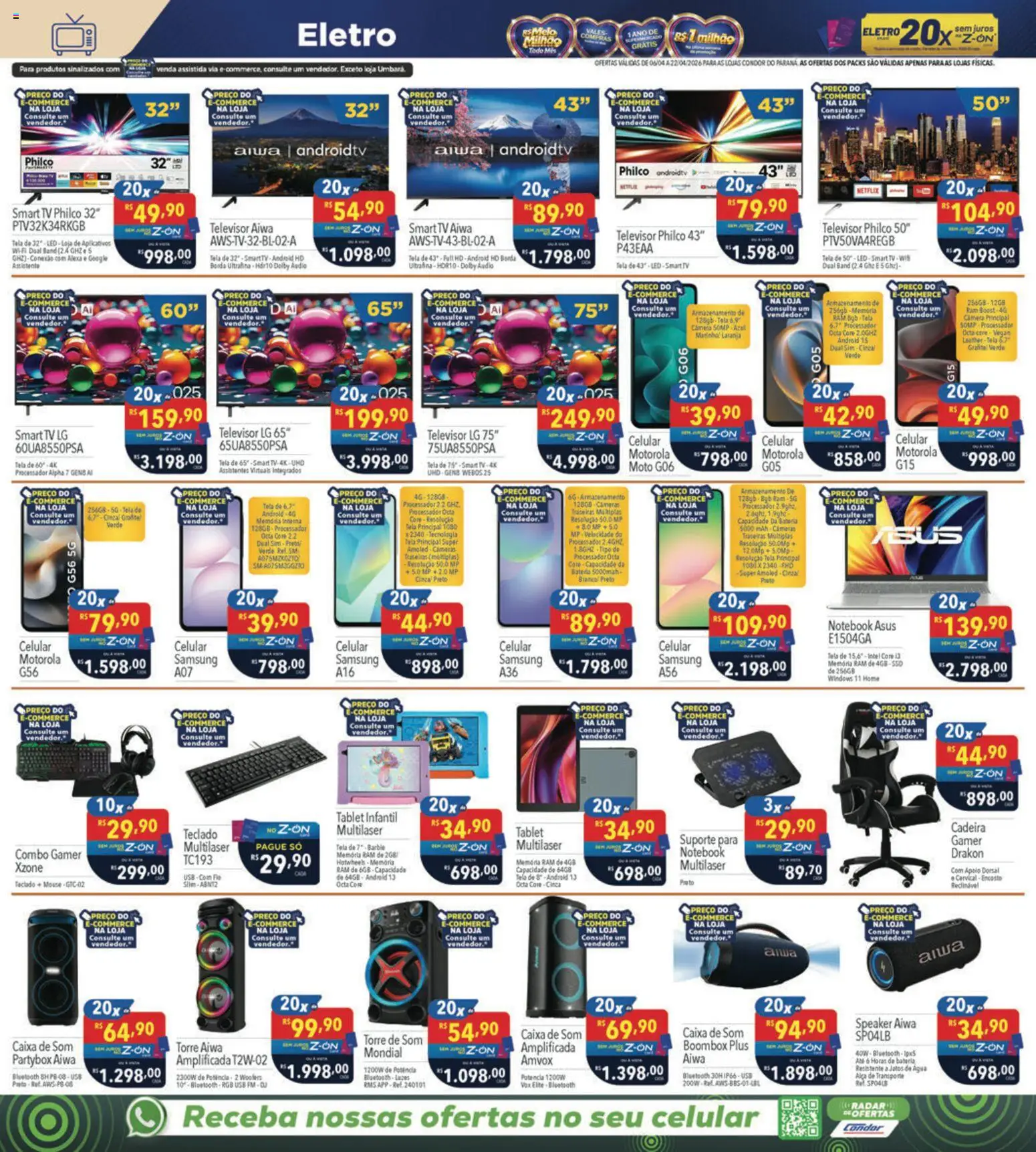 Supermercados Condor Folheto - válido de 06.04.2026 | Página: 30 | Produtos: Memória ram, Tela, Tv, Canela