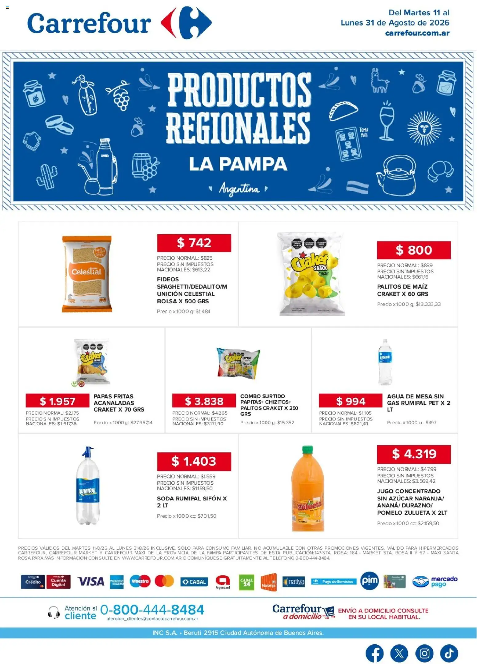 Carrefour - Regionales | La Pampa │ válido desde el 11/08/2026 | Página: 1 | Productos: Bolsa, Mesa, Maiz, Jugo