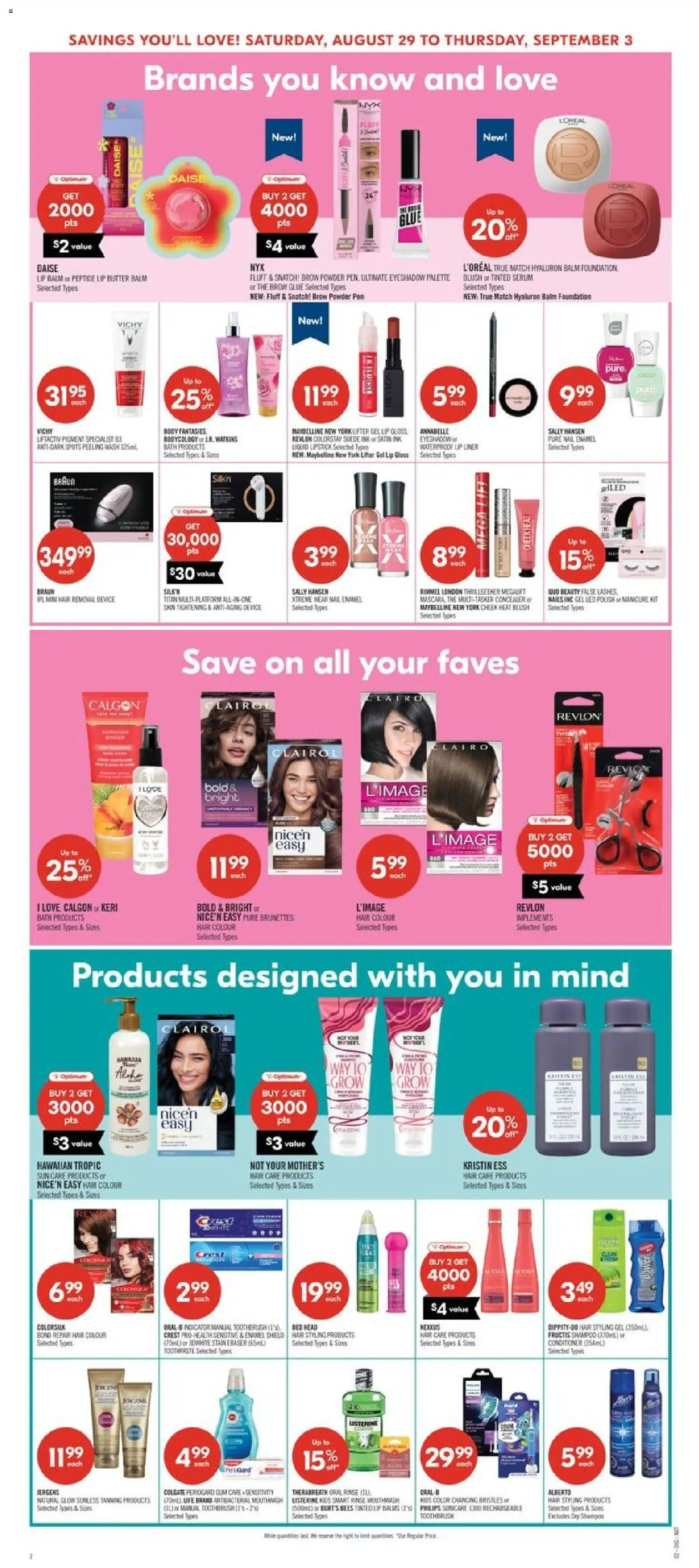 Shoppers flyer valid from Aug 29, 2026 | Page: 19 | Products: Toothbrush, Listerine, Conditioner, Toothpaste
