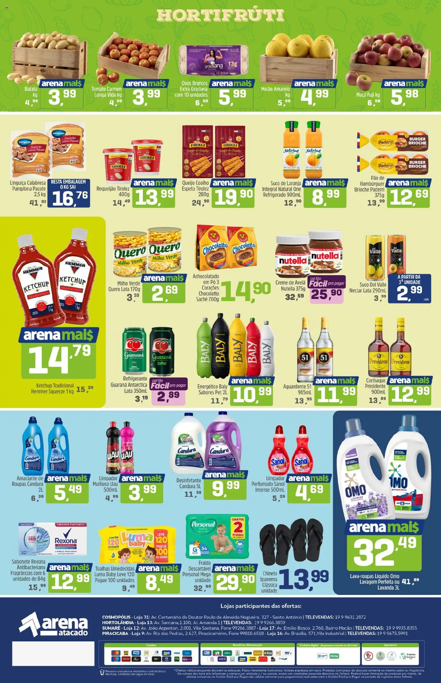 Arena Atacado Folheto - válido de 24/07/2026 | Página: 2 | Produtos: Linguiça, Queijo coalho, Batata, Fraldas