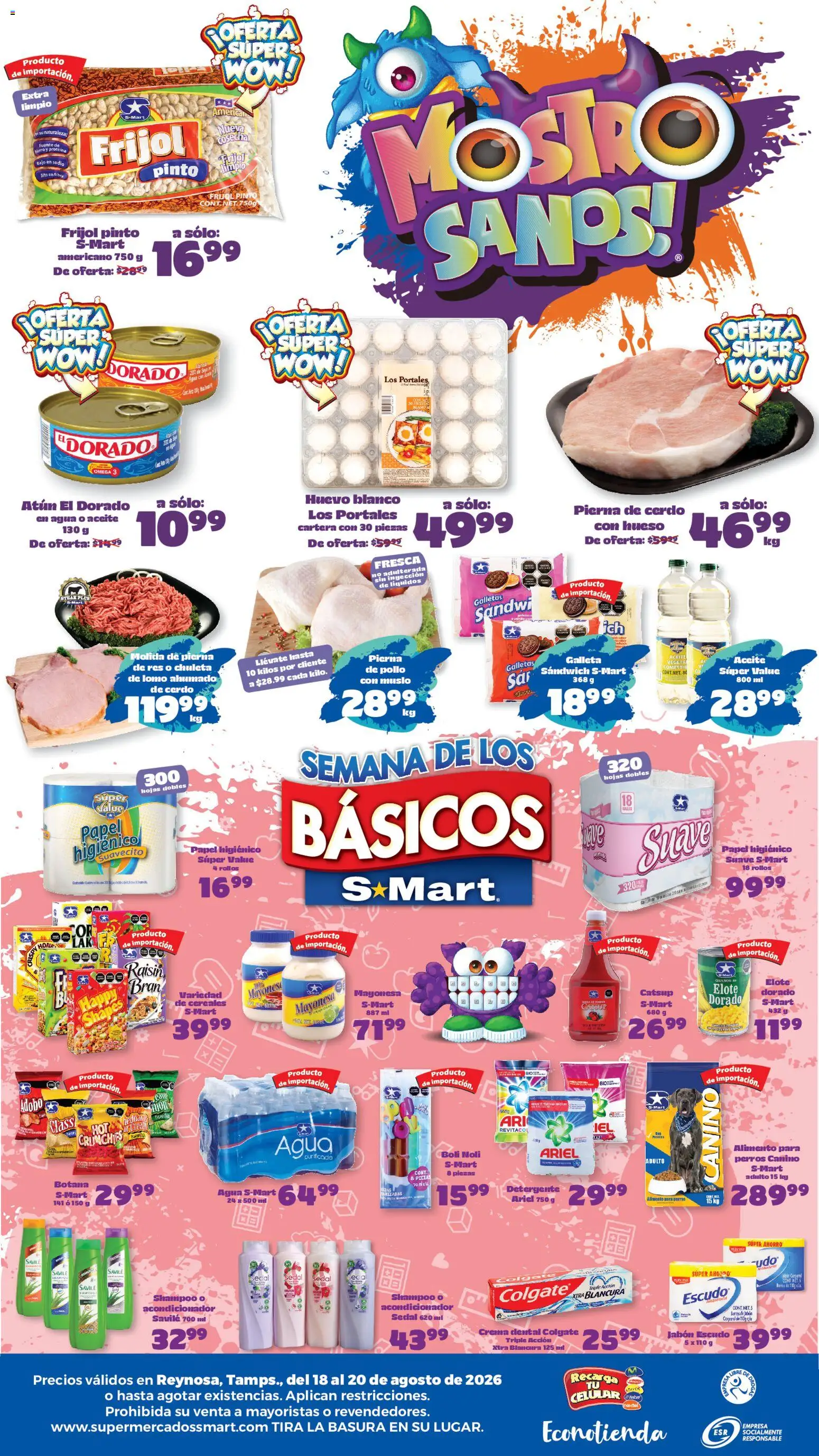 Nuevas ofertas de S-Mart válidas en toda la República Mexicana desde el 18/08/2026. ¡Encuentra las mejores ofertas en S-Mart folleto Reynosa! | Página: 2 | Productos: Chuleta, Catsup, Omega, Omega 3
