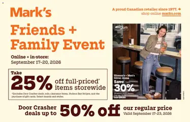 Preview of Mark's weekly flyer / circulaire from shop Mark's valid from Sep 17, 2026