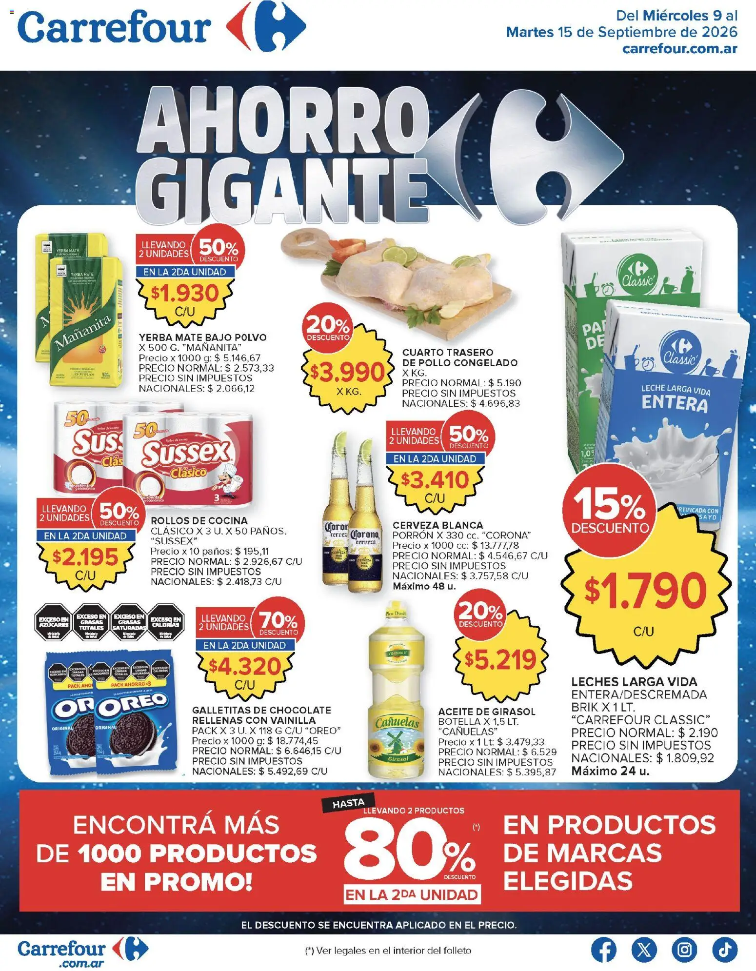 Carrefour - Carrefour Hiper │ válido desde el 09/09/2026 | Página: 1 | Productos: Botella, Cocina, Leche, Chocolate