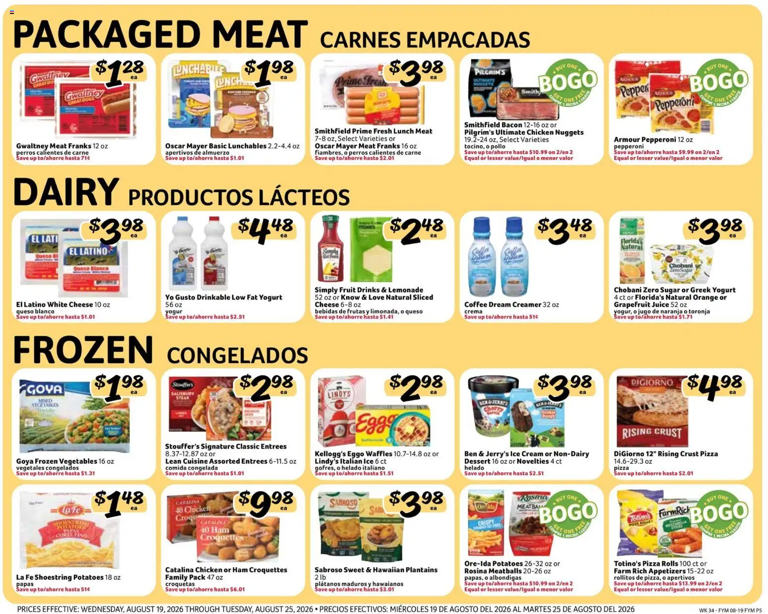 Fresco y Más Weekly Ad - valid from 08/19/2026 | Page: 5 | Products: Yogurt, Coffee, Bacon, Steak