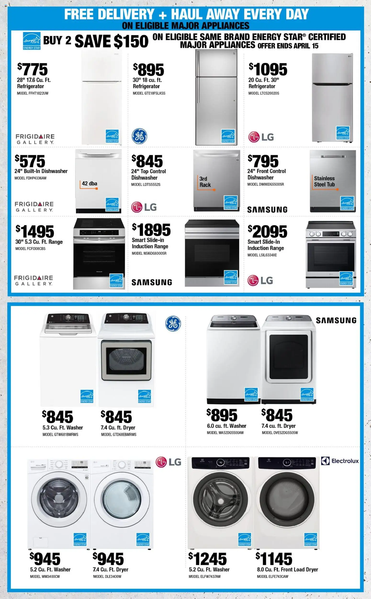 Home Depot flyer valid from 02.04.2026 | Page: 8 | Products: Refrigerator, Dryer, Dishwasher