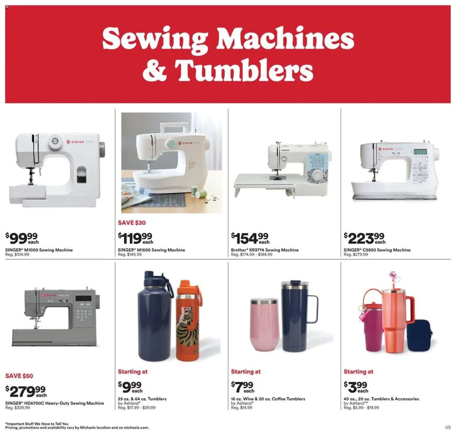 Michaels Weekly Ad - valid from 08.03.2026 | Page: 2 | Products: Sewing machine, Coffee, Wine