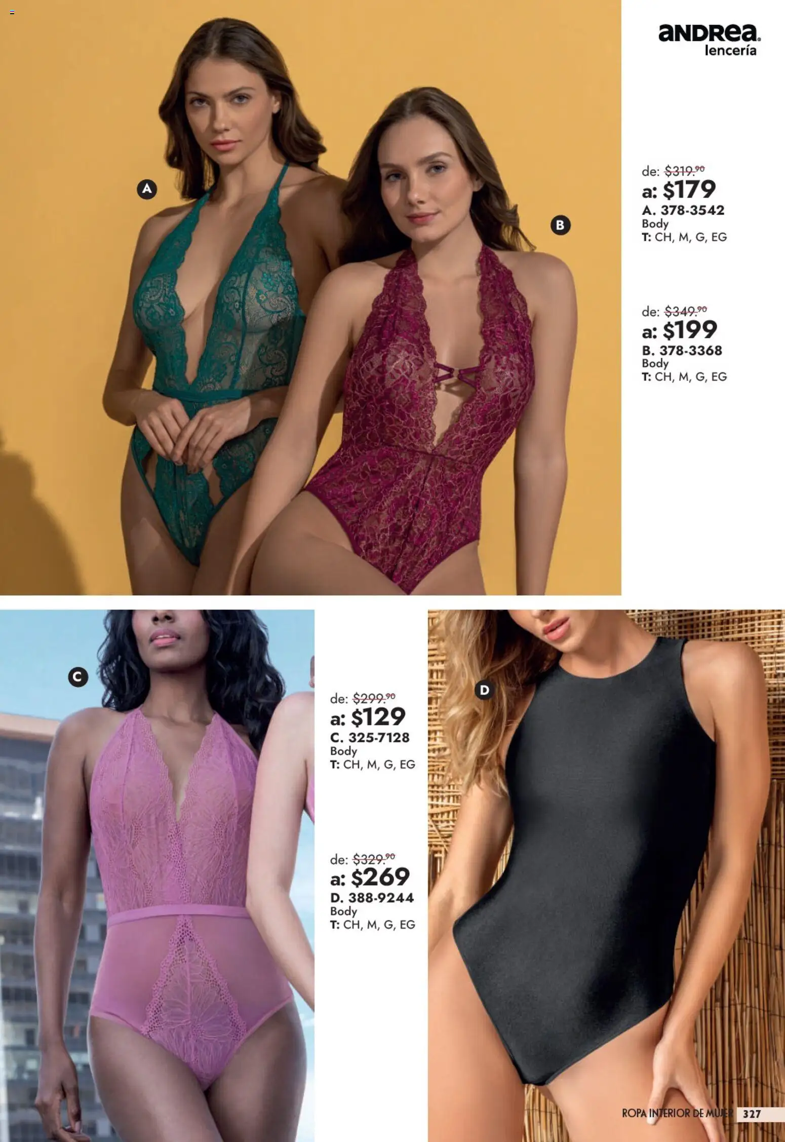 Nuevas ofertas de Andrea válidas en toda la República Mexicana desde el 13/09/2026. ¡Encuentra las mejores ofertas en Andrea catálogo Outlet! | Página: 327 | Productos: Ropa, Ropa interior, Body, Lenceria