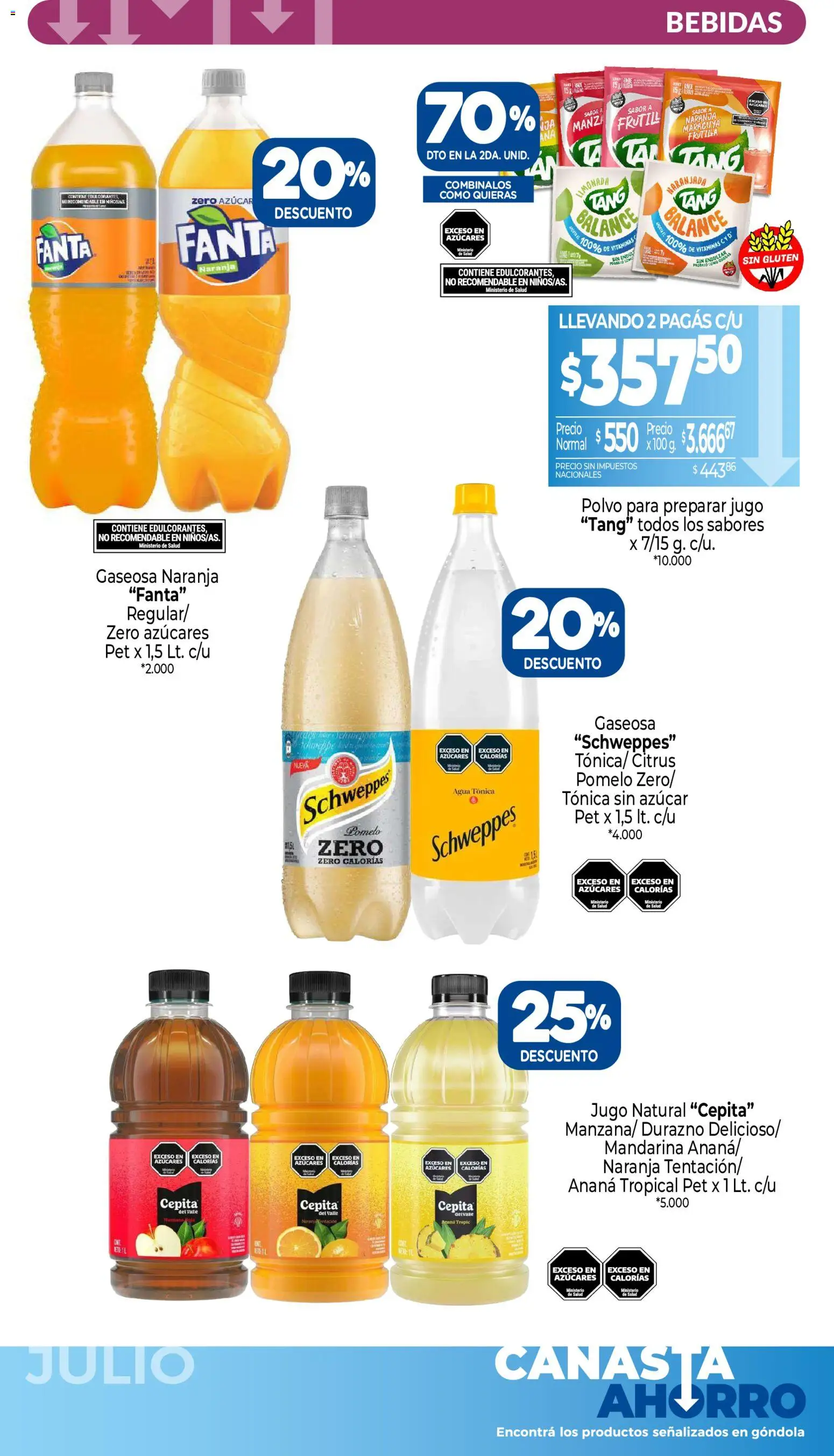La Anonima catálogo │ válido desde el 01/07/2026 | Página: 8 | Productos: Durazno, Polvo, Agua, Pomelo