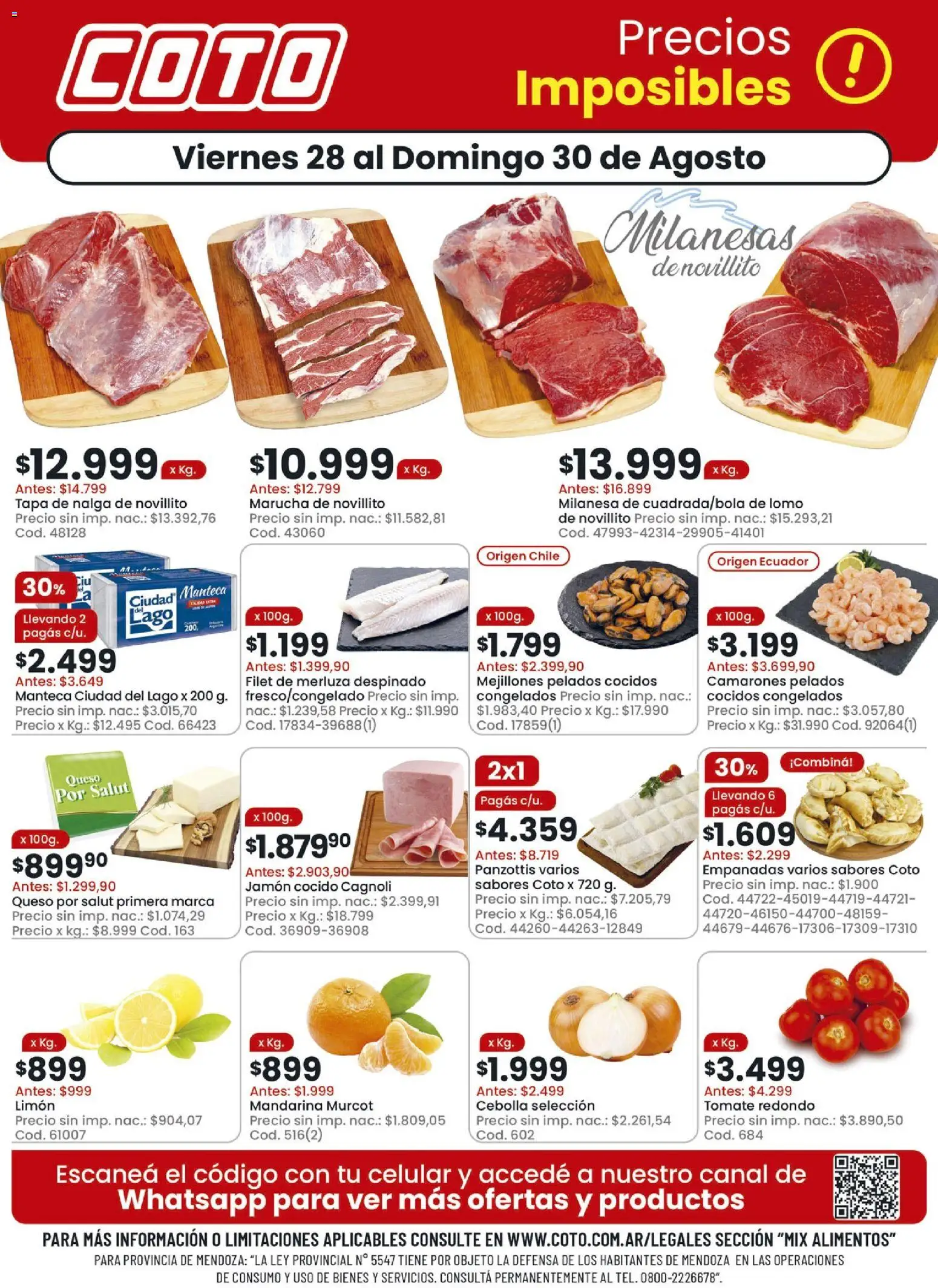 Coto - Mix │ válido desde el 28/08/2026 | Página: 1 | Productos: Lomo, Milanesas, Alimentos, Queso