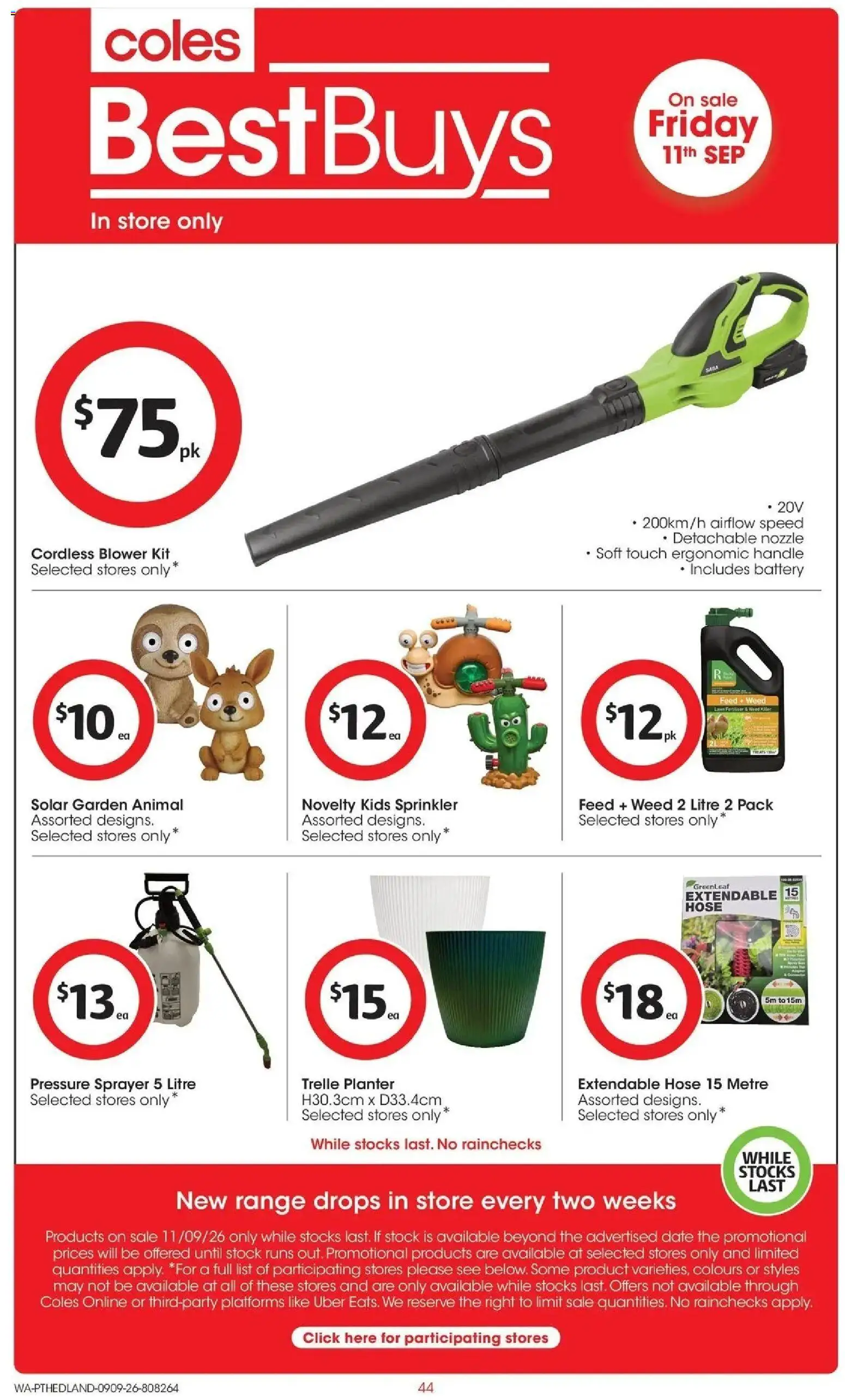 ﻿Coles catalogue valid from 09/09/2026 > Online Australia | Page: 44 | Products: Ergonomic, Novelty, Pressure sprayer, Date
