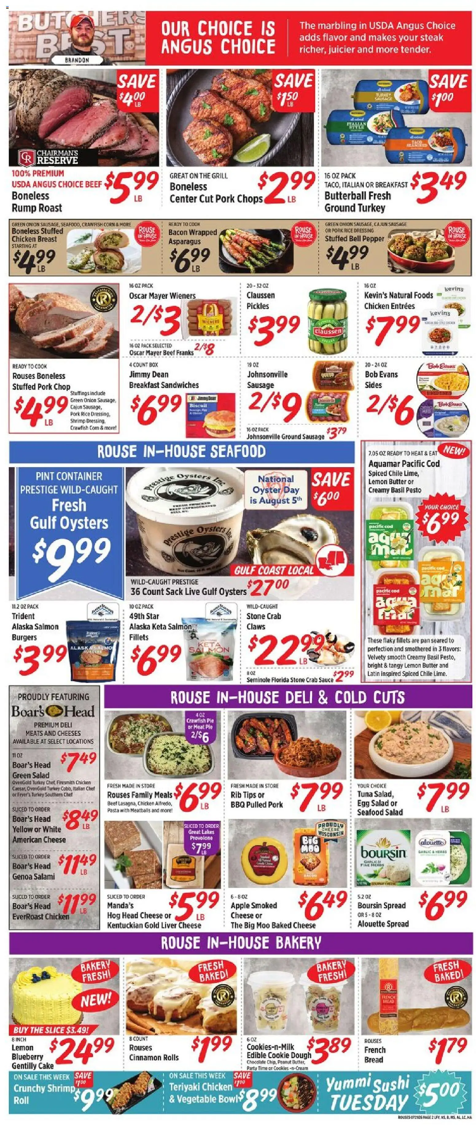 Rouses Weekly Ad - valid from 07/29/2026 | Page: 5 | Products: Bakery, Pan, Salami, Grill