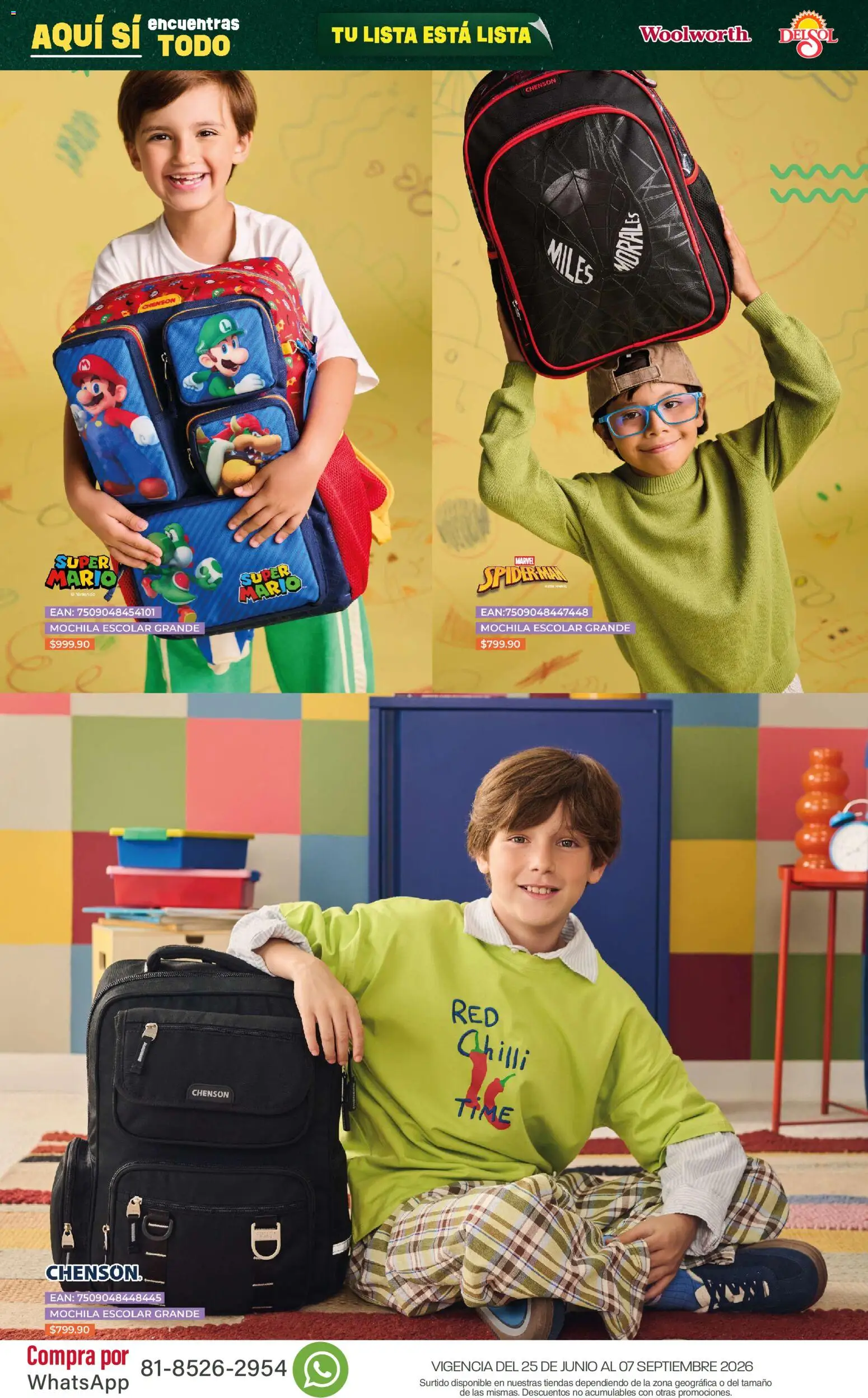 Nuevas ofertas de Del Sol y Woolworth válidas en toda la República Mexicana desde el 25/06/2026. ¡Encuentra las mejores ofertas en Del Sol y Woolworth catálogo Back To School! | Página: 49 | Productos: Mochila