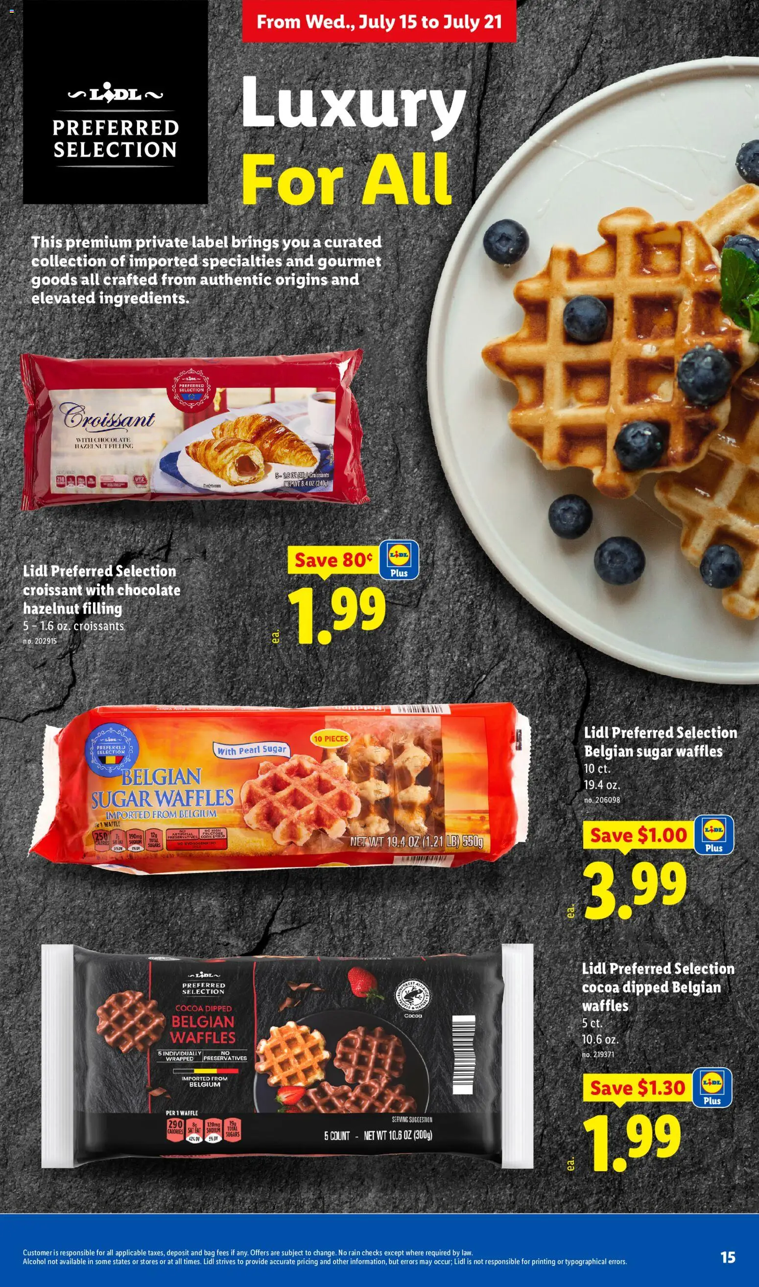 Lidl Weekly Ad - valid from 07/15/2026 | Page: 15 | Products: Corn, Chocolate, Croissants, Bag