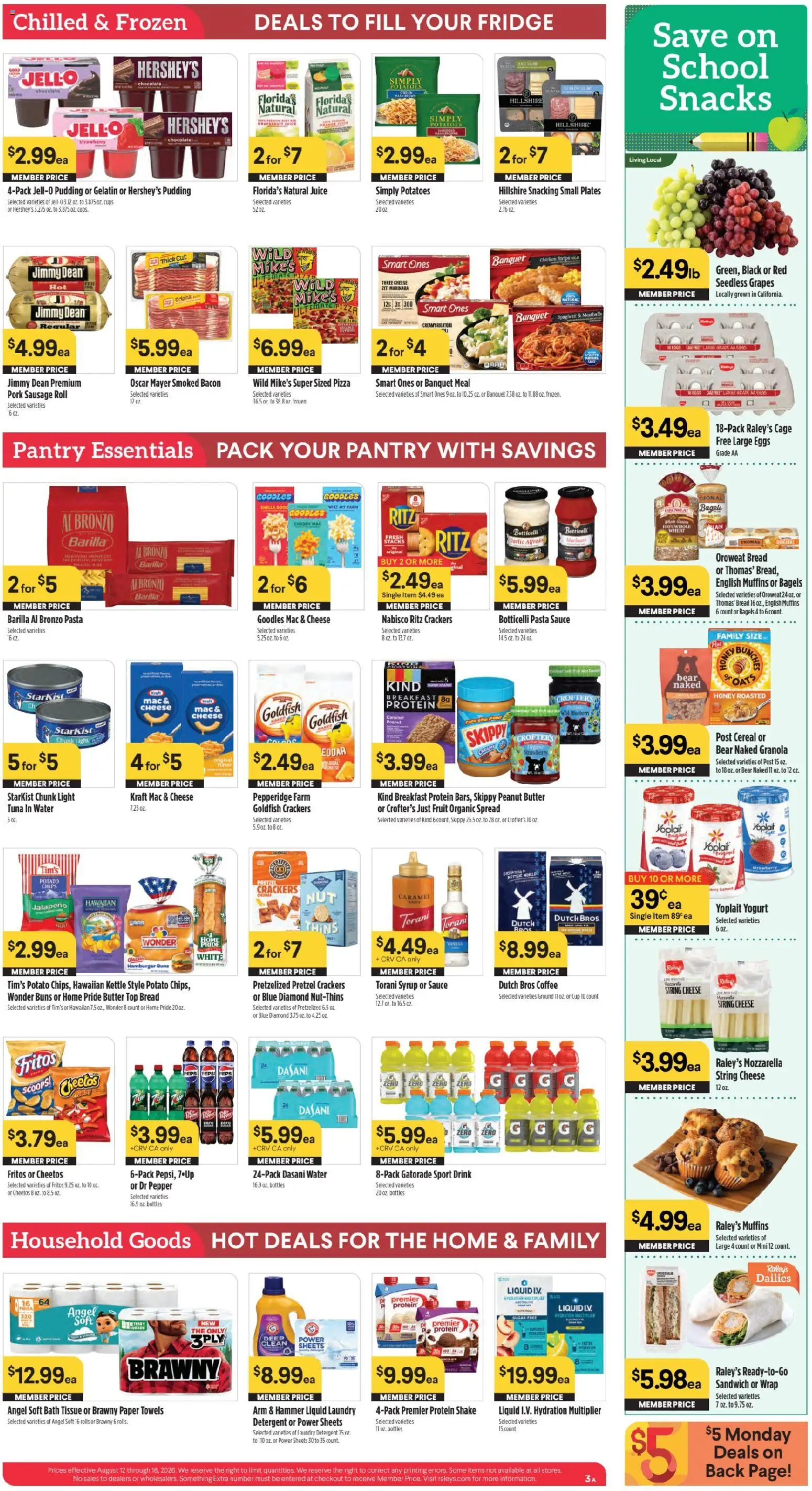 Raley's Weekly Ad - valid from 08/12/2026 | Page: 5 | Products: Spread, Chicken, Juice, Bacon