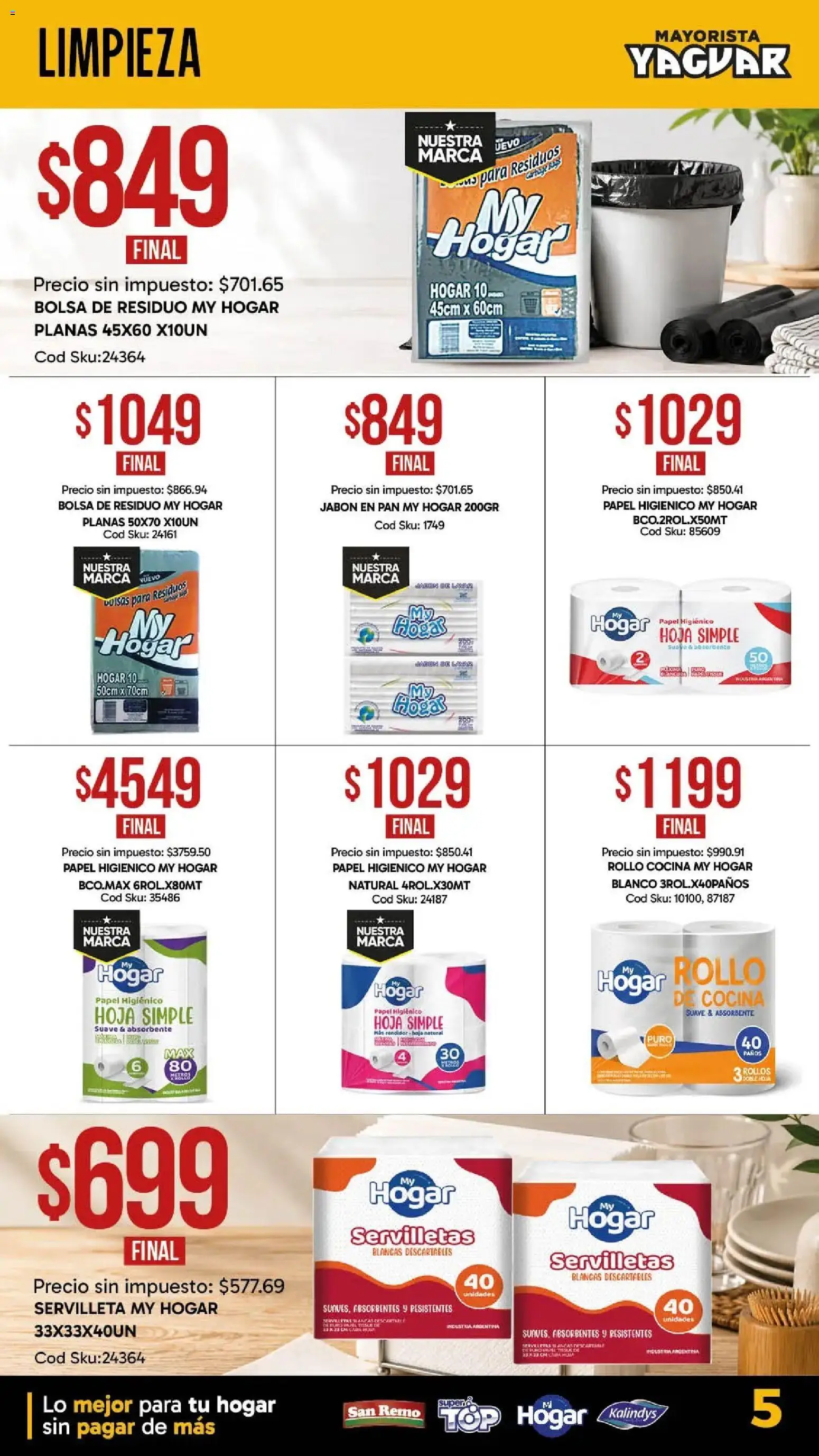 Yaguar - Nuestras marcas Parque Chacabuco │ válido desde el 31/08/2026 | Página: 5 | Productos: Papel higiénico, Bolsa, Cocina, Pan
