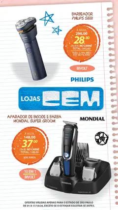Lojas Cem - Ofertas atuais - Pré-Visualização do folheto da loja Lojas Cem, válido de 01/10/2026 | Página: 138 | Produtos: Barbeador, Aparador, Carne