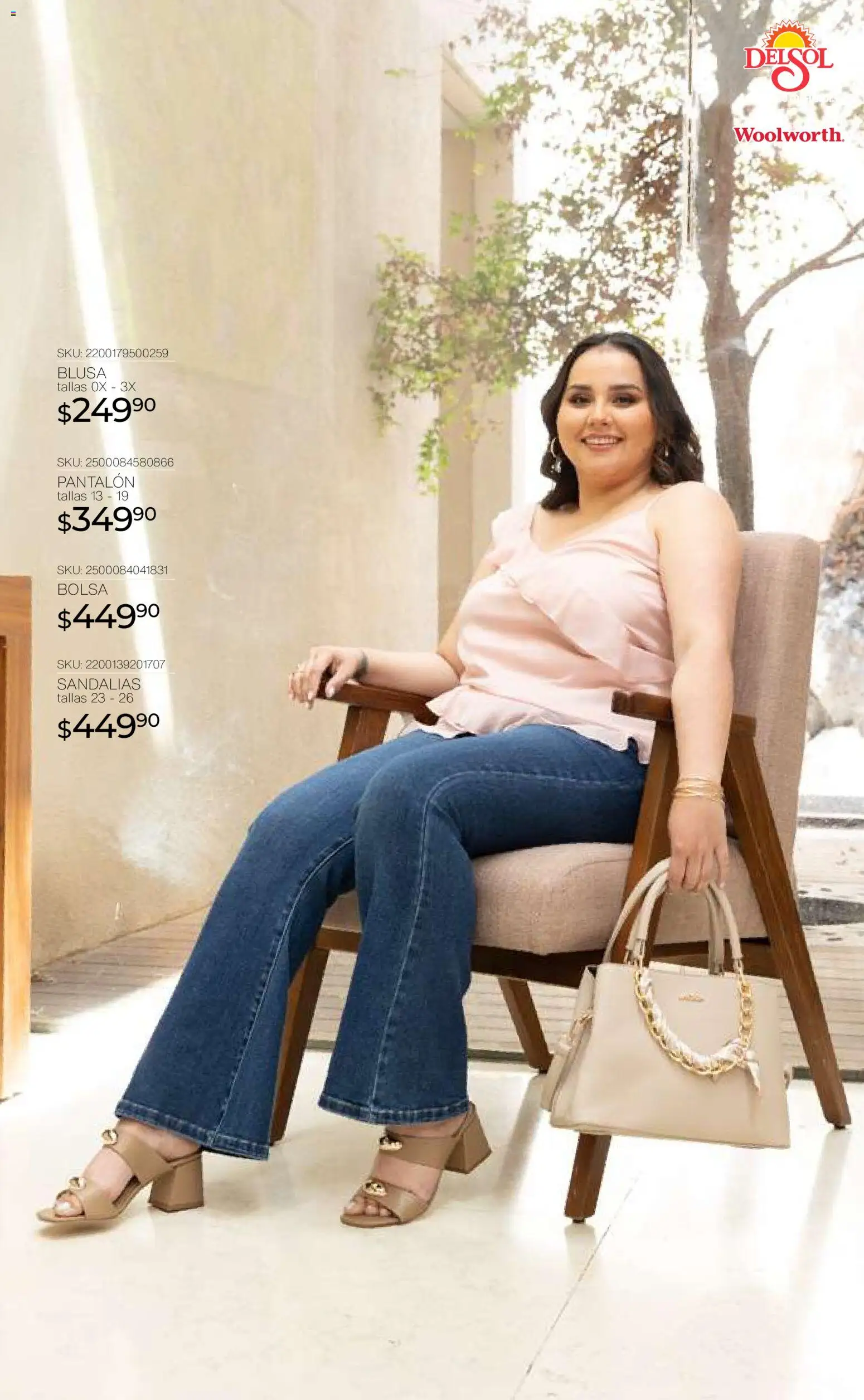 Nuevas ofertas de Del Sol y Woolworth válidas en toda la República Mexicana desde el 16.04.2026. ¡Encuentra las mejores ofertas en Del Sol y Woolworth katalog Moda Madres 2026! | Página: 5 | Productos: Blusa, Bolsa, Sandalias