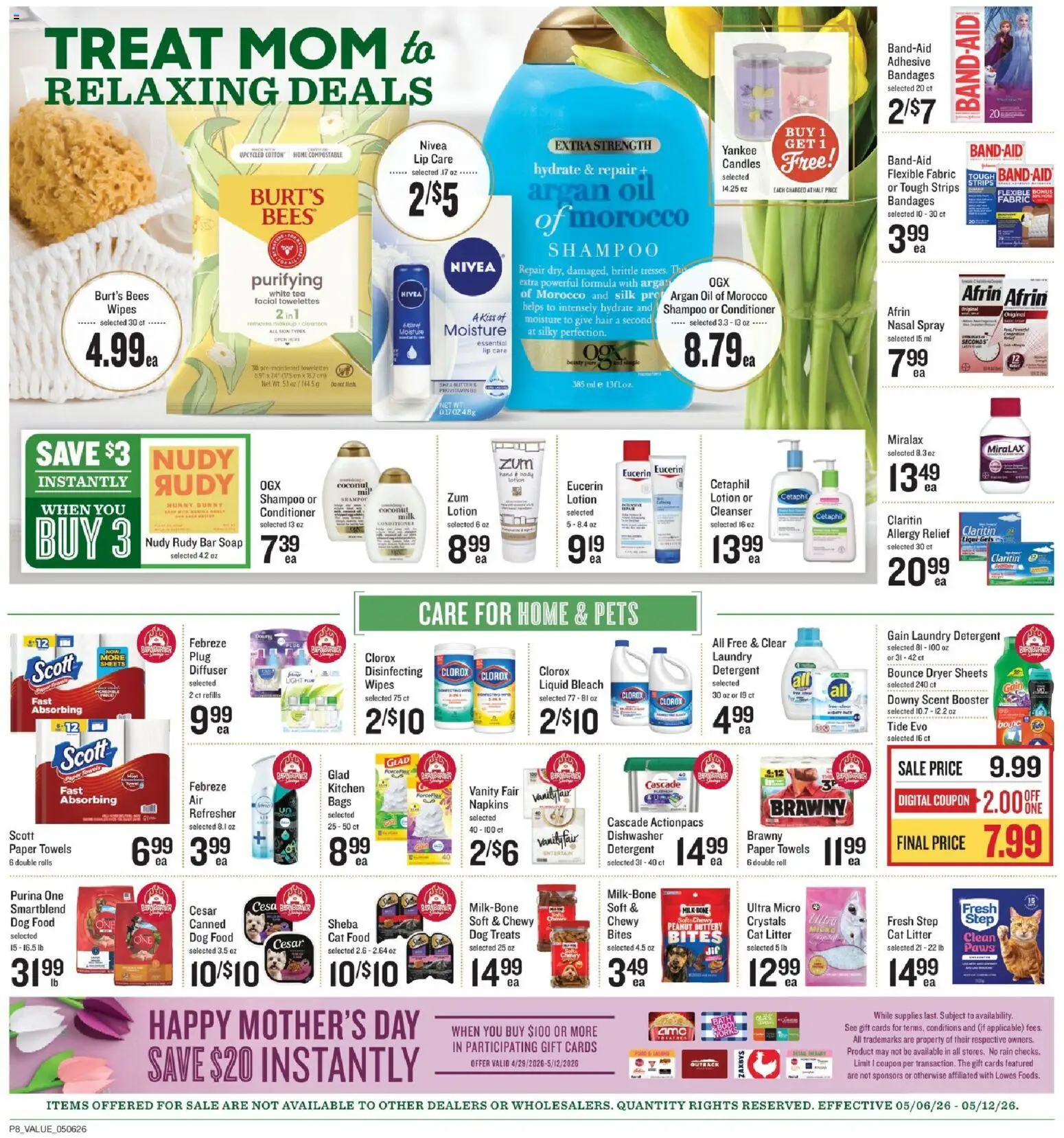 Lowes Foods Weekly Ad - NC - valid from 06.05.2026 | Page: 8 | Products: Dog Food, Cat Litter, Tea, Bar Soap