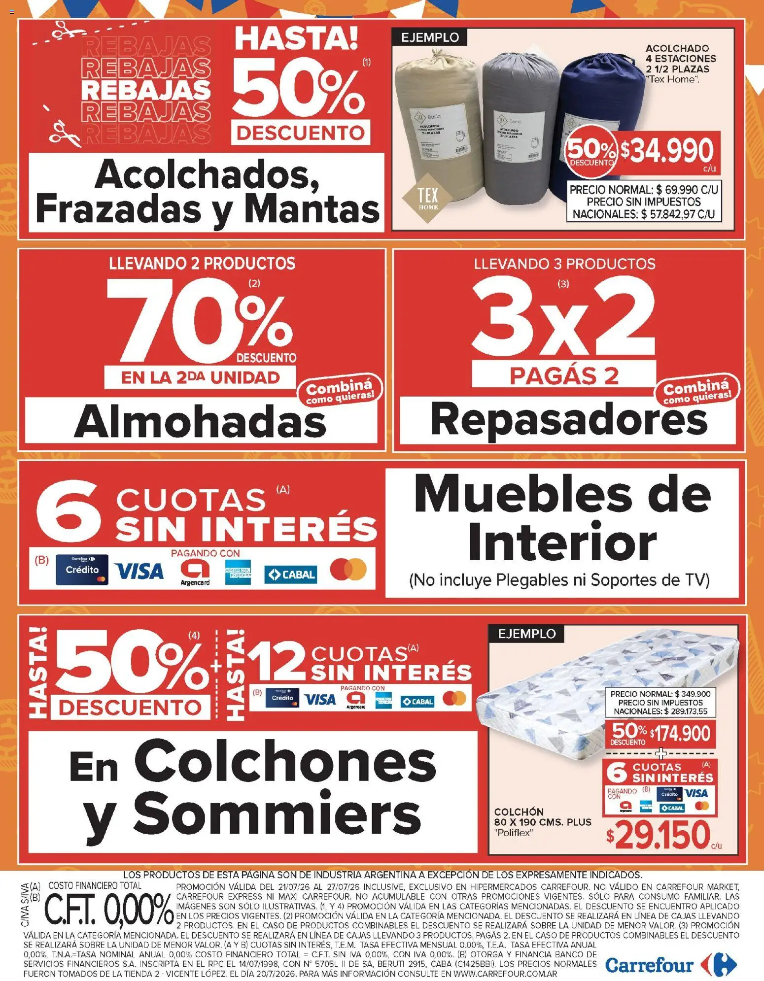 Carrefour - AHORRO FIN DE MES │ válido desde el 21/07/2026 | Página: 22 | Productos: Acolchado, Colchón, Sobre
