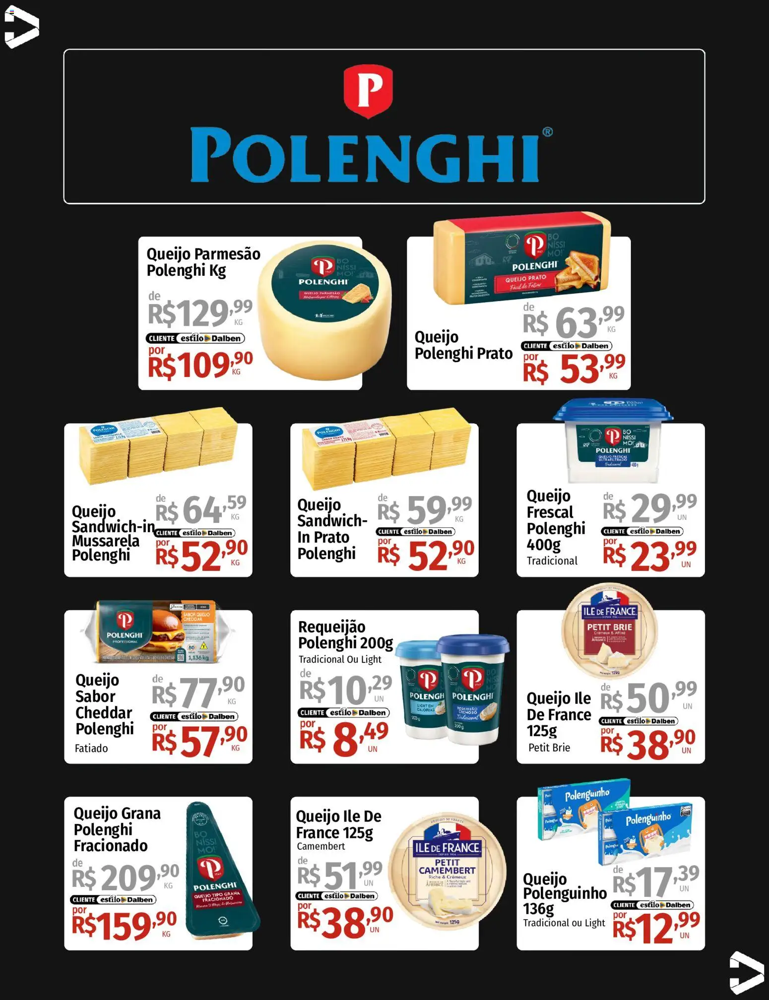 Supermercado Dalben Folheto - válido de 21/09/2026 | Página: 18 | Produtos: Brie, Queijo parmesão, Requeijão, Mussarela