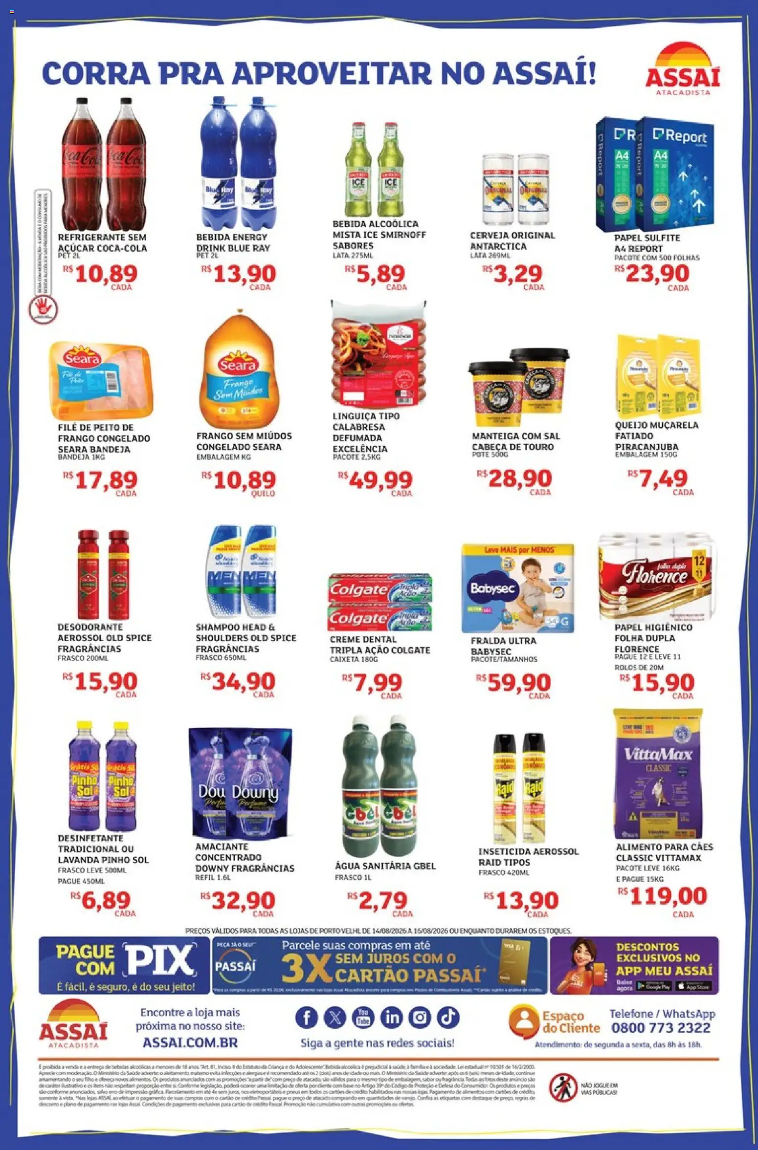Assaí Atacadista Folheto - válido de 14/08/2026 | Página: 2 | Produtos: Queijo, Cerveja, Bebida, Frango