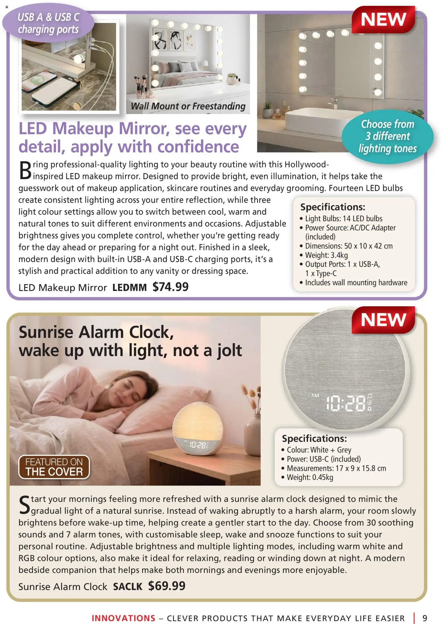 Innovations catalogue - valid from 24/08/2026 | Page: 9 | Products: Mirror, Suit, Usb, Lighting