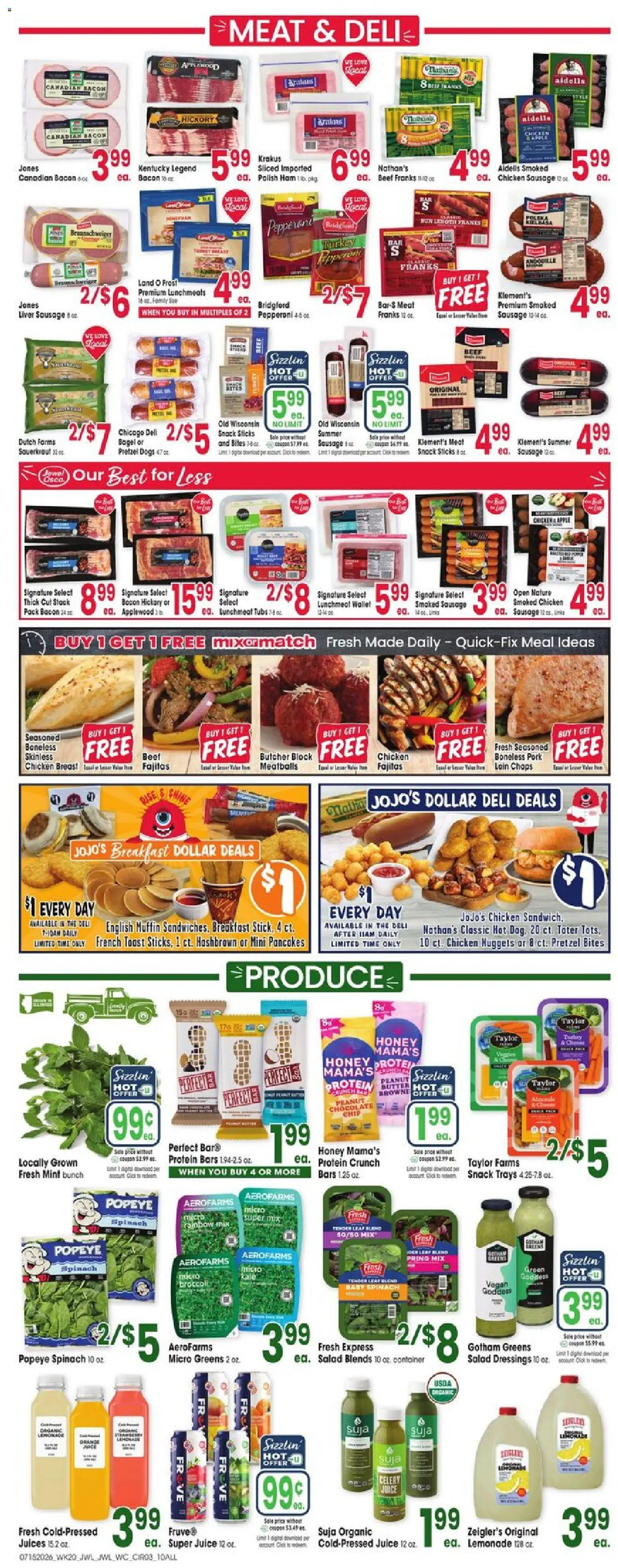 Jewel Osco Weekly Ad - valid from 07/15/2026 | Page: 3 | Products: Chocolate, Salad, Sausage, Wallet