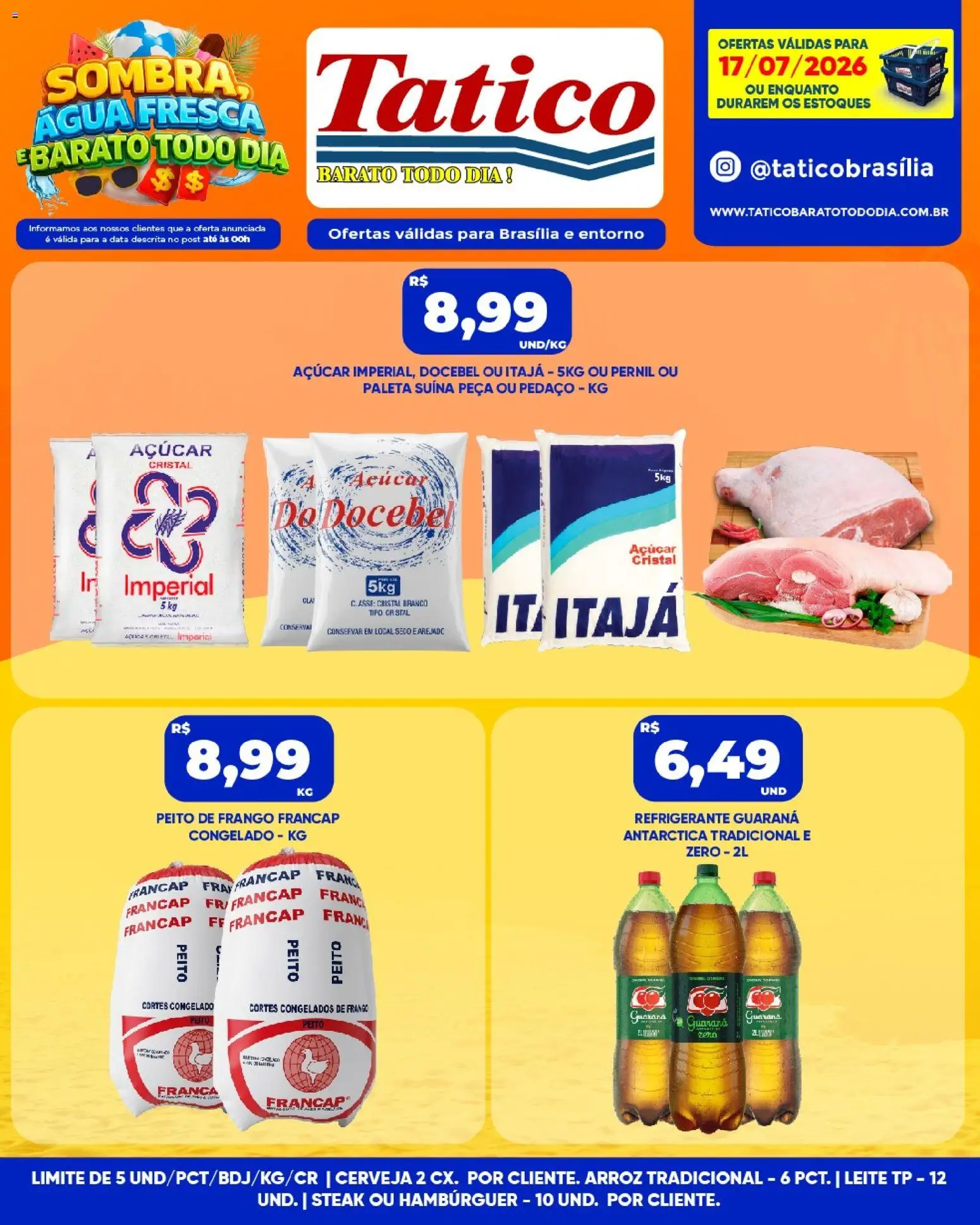 Tatico Folheto - válido de 17/07/2026 | Página: 6 | Produtos: Pernil, Leite, Arroz, Açúcar