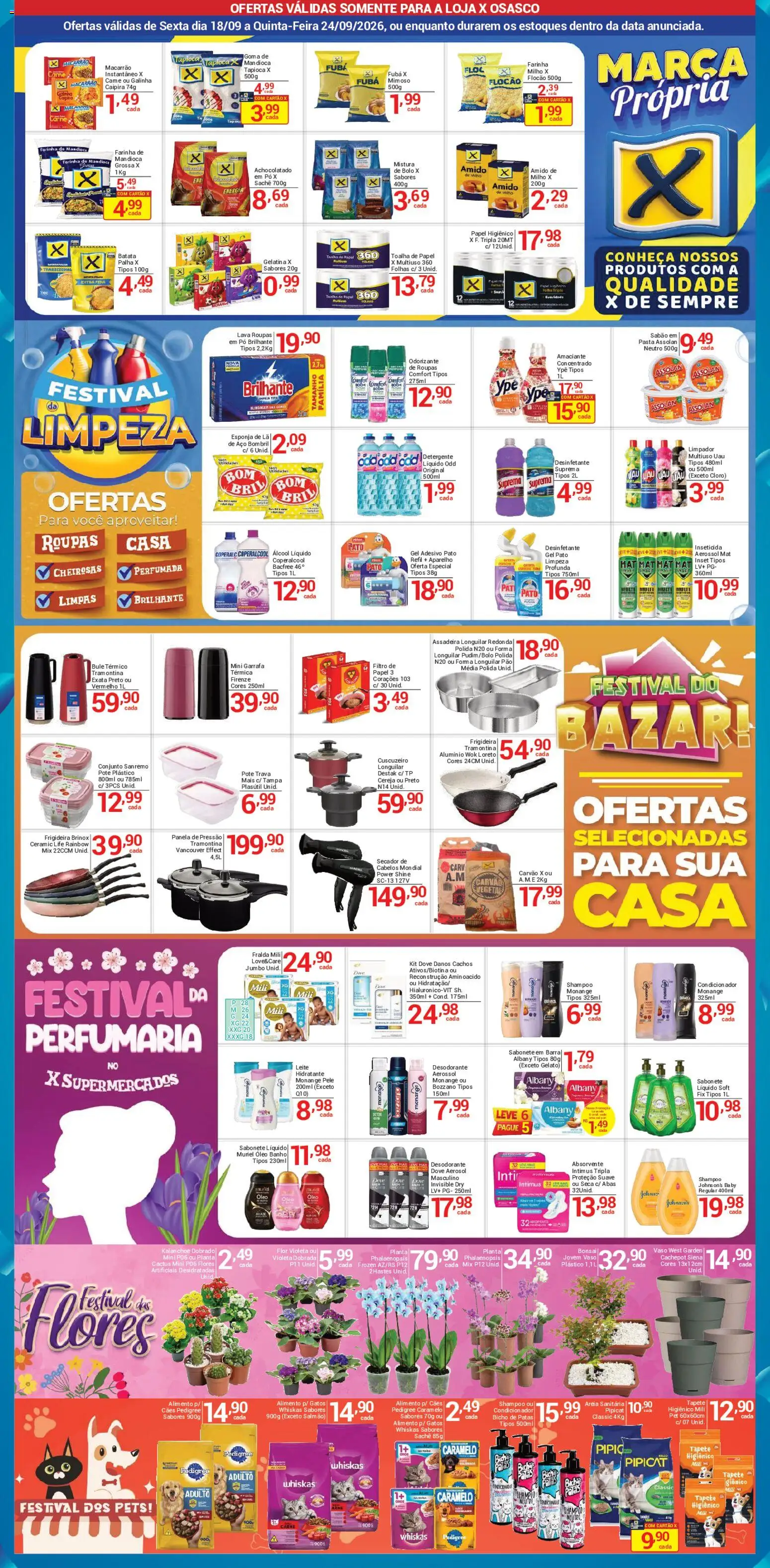 X Supermercados Folheto - válido de 18/09/2026 | Página: 3 | Produtos: Sabão, Macarrão, Roupas, Amaciante