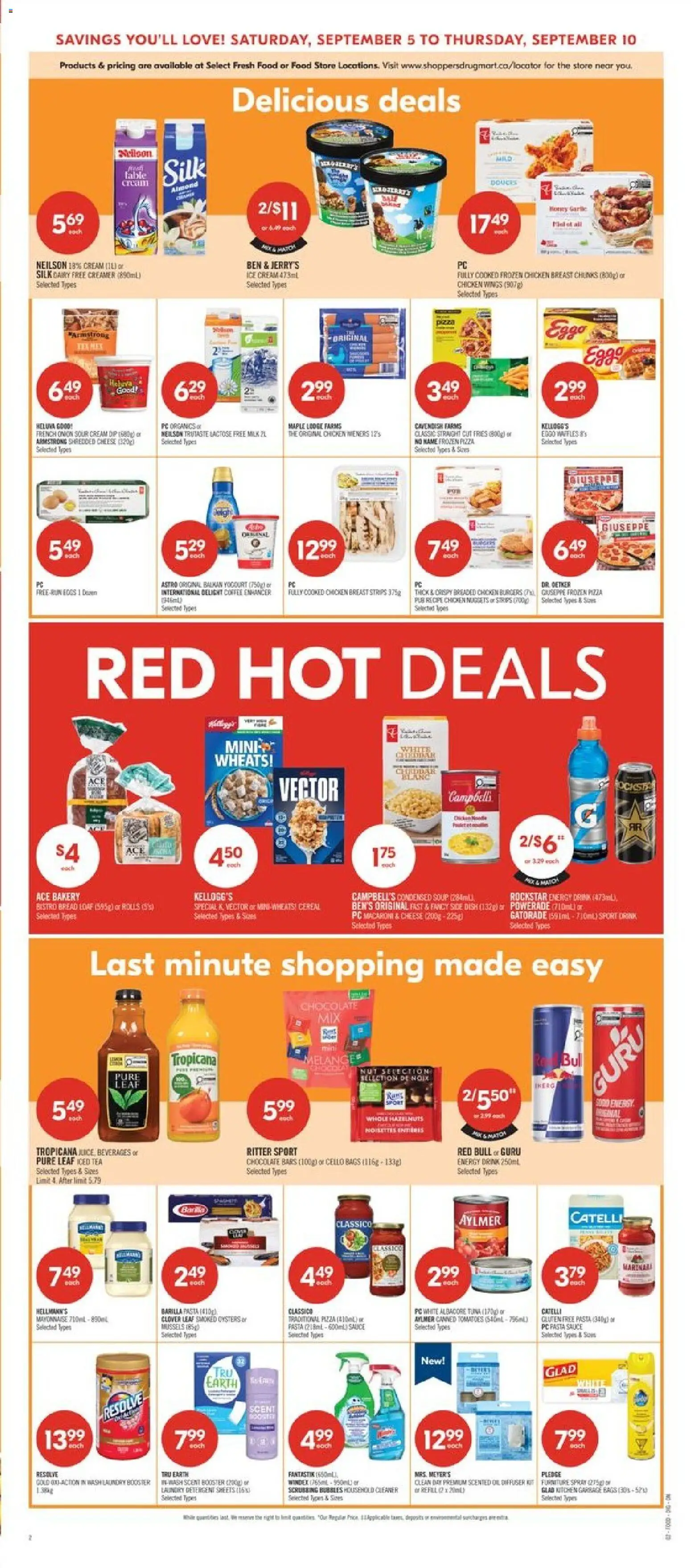 Shoppers flyer valid from Sep 5, 2026 | Page: 5 | Products: Frozen chicken, Detergent, Chicken breast, Onion