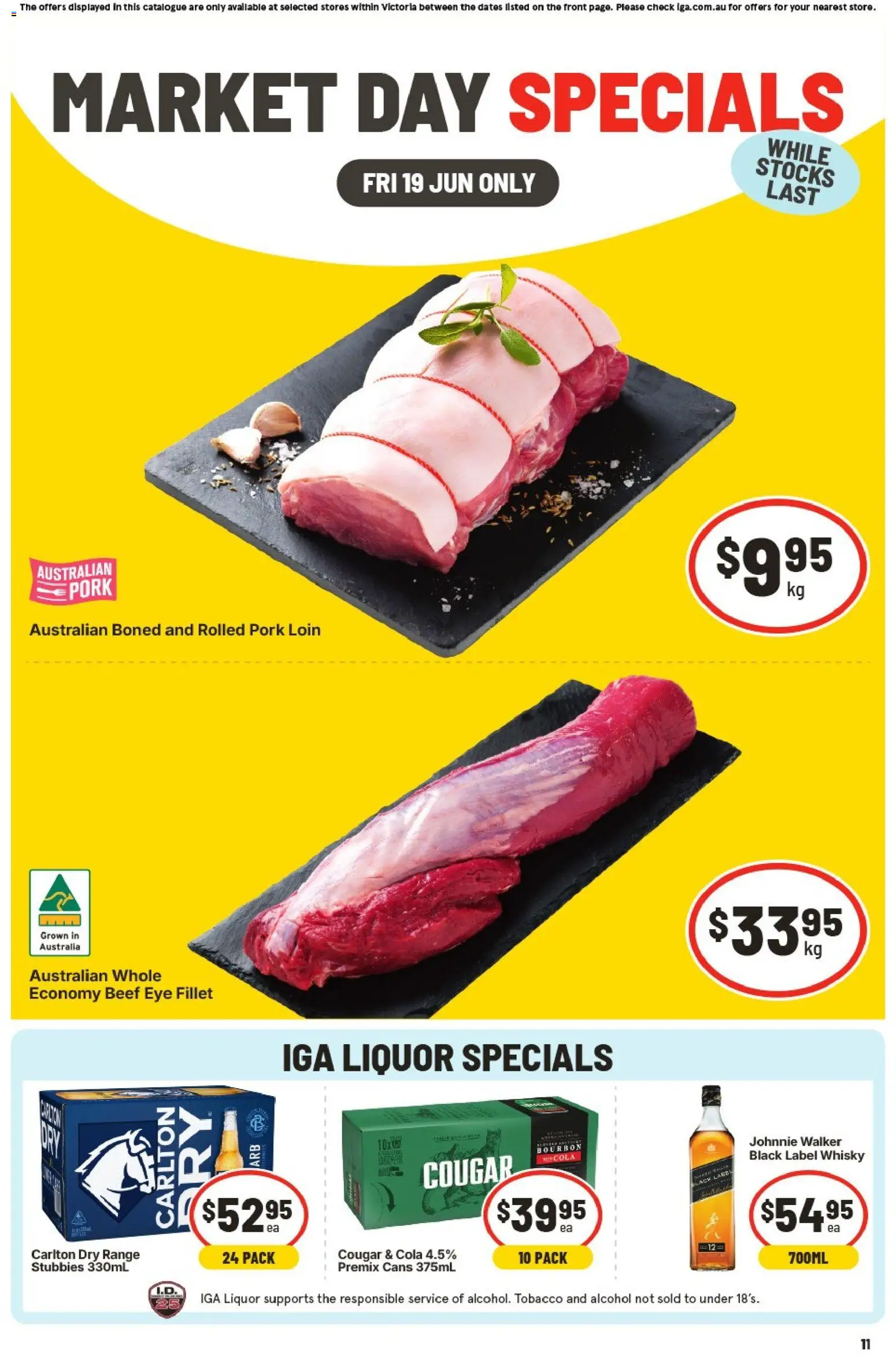 IGA catalogue - valid from 19.06.2026 | Page: 1 | Products: Pork, Beef, Bourbon