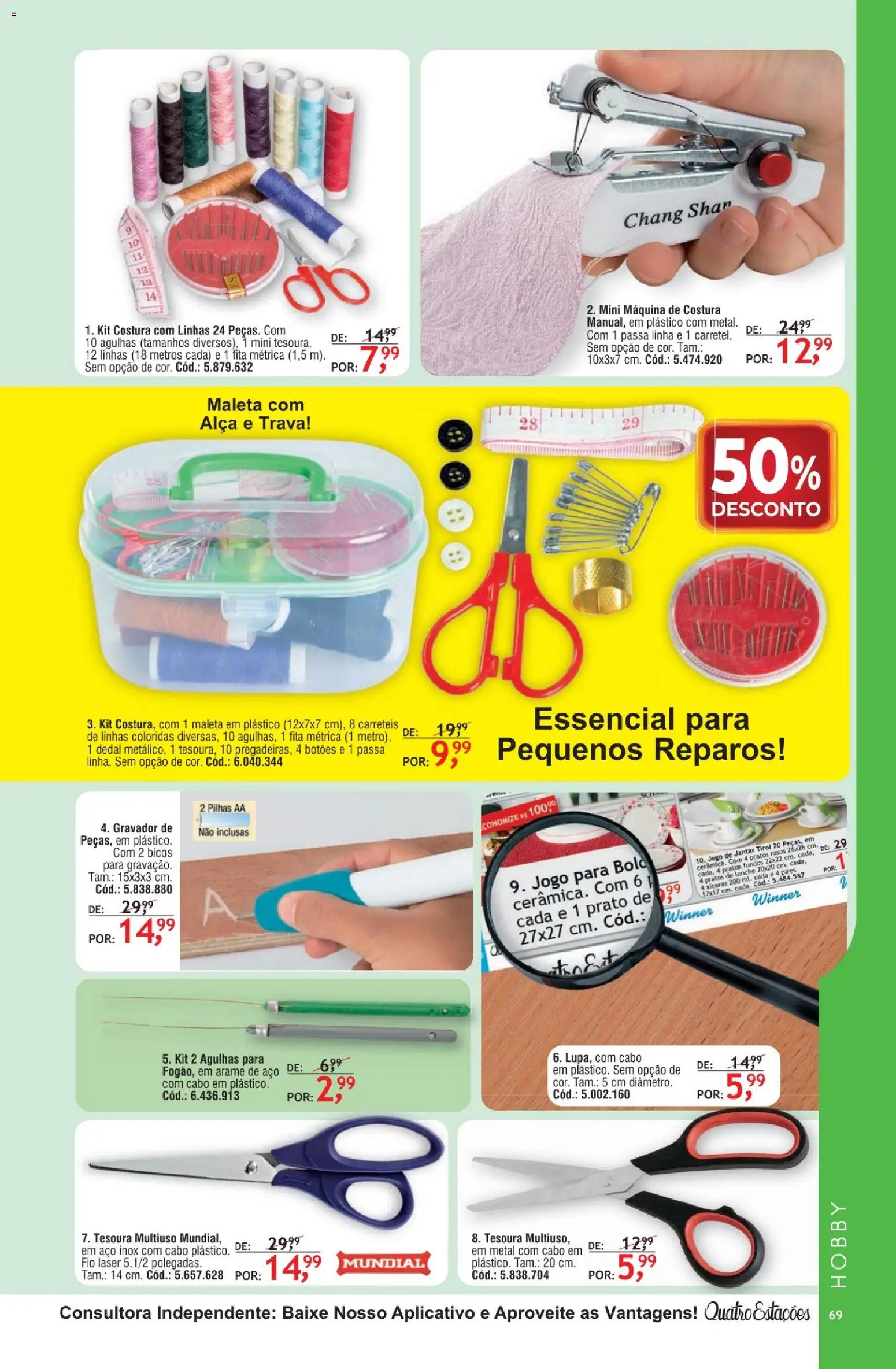 Quatro Estações Folheto - válido de 01.05.2026 | Página: 65 | Produtos: Máquina de costura, Tesoura, Fita, Bolo