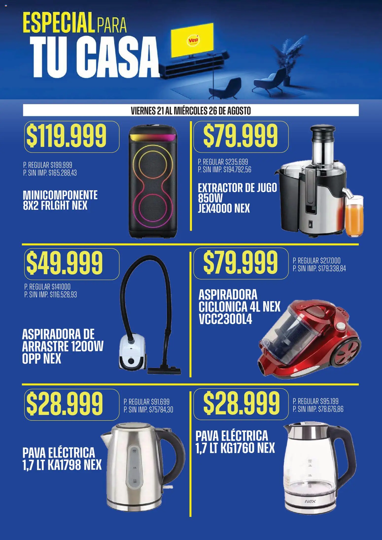 Vea - Especial para tu casa │ válido desde el 21/08/2026 | Página: 3 | Productos: Pava, Aspiradora, Jugo, Pava eléctrica
