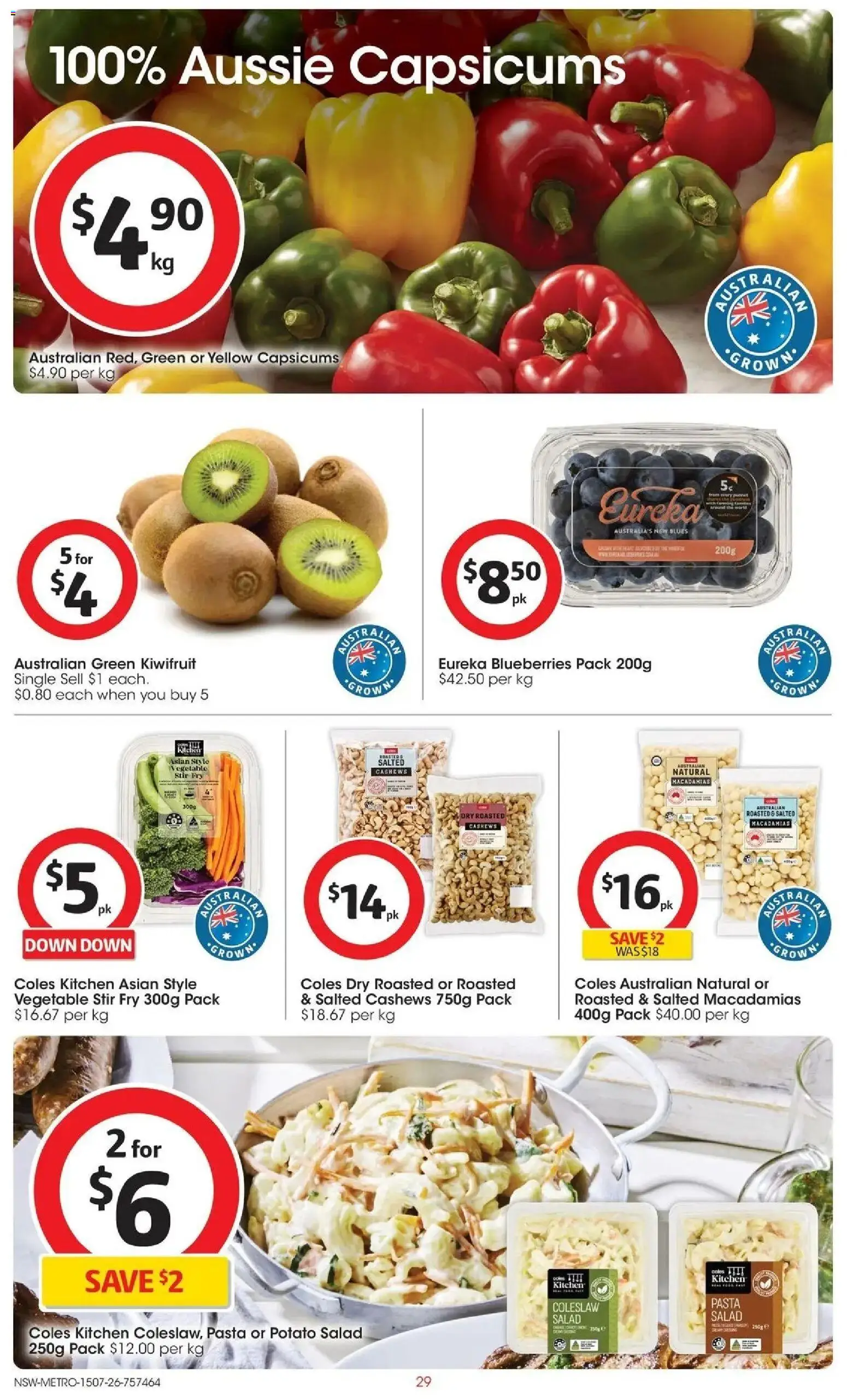 Coles catalogue - valid from 15/07/2026 | Page: 29 | Products: Potato salad, Kiwifruit, Salad, Blueberries