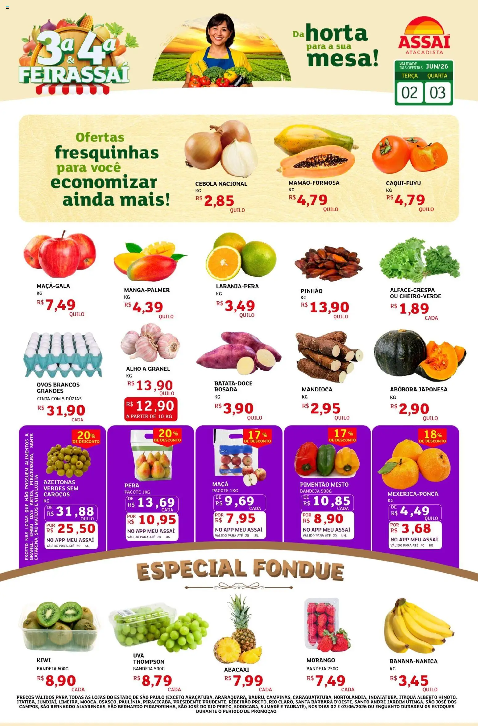 Assaí Atacadista Folheto - válido de 02.06.2026 | Página: 1 | Produtos: Pera, Abóbora, Mandioca, Kiwi