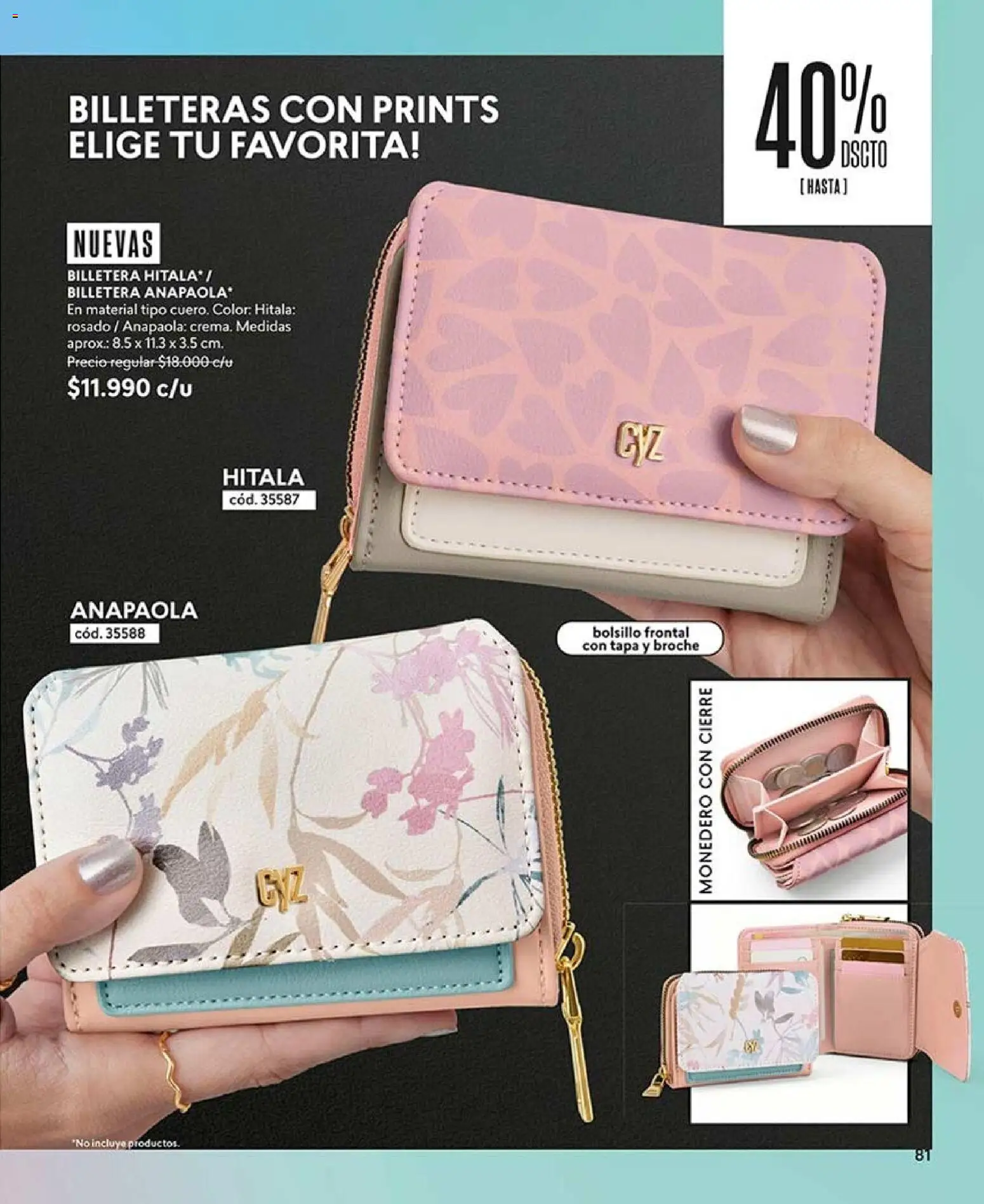 Catálogo CyZone Campaña 12 │ válido desde el 06.07.2026 | Página: 85 | Productos: Monedero, Broche, Billetera