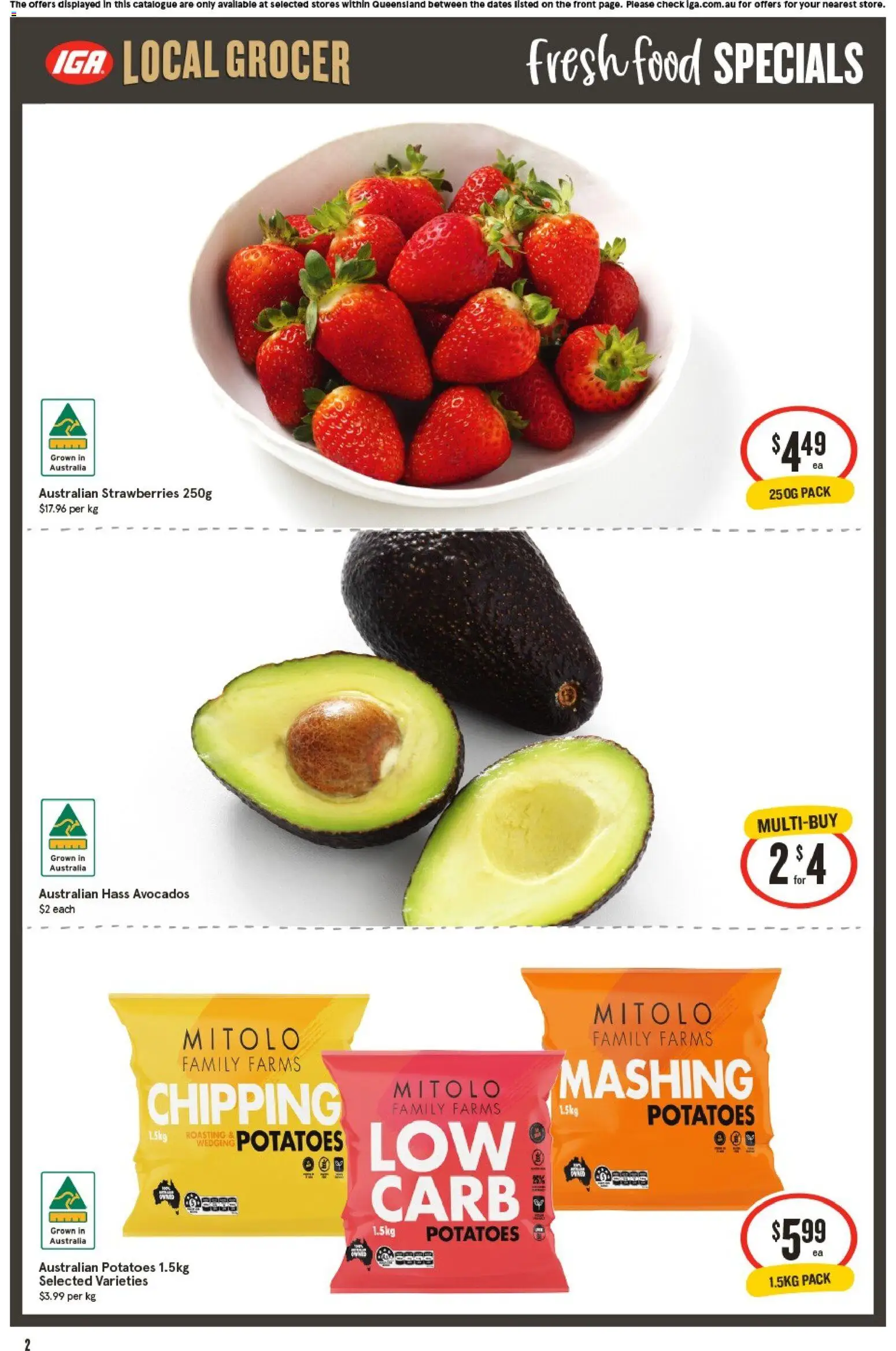 IGA catalogue - valid from 05/08/2026 | Page: 3 | Products: Strawberries, Potatoes