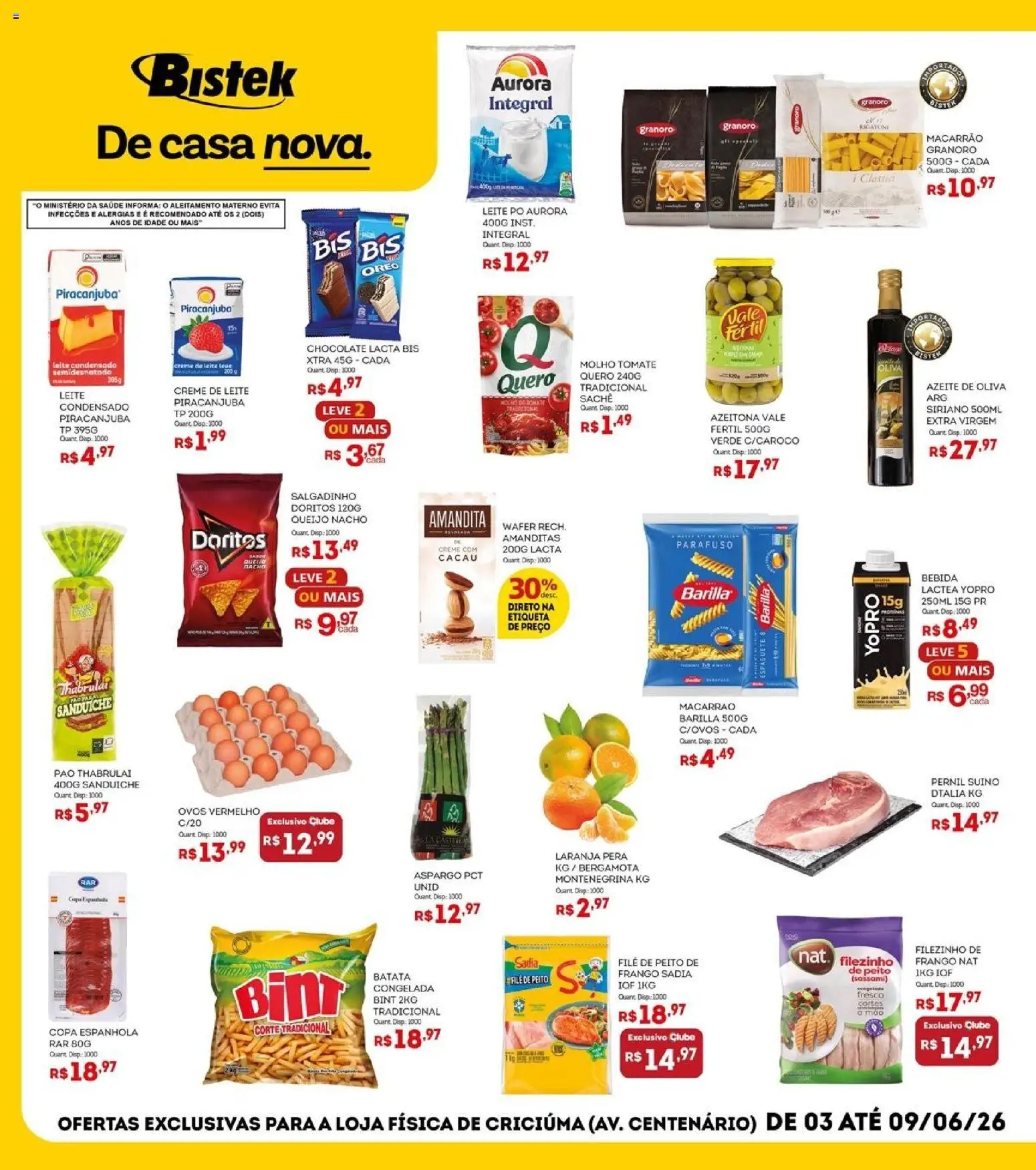 Bistek Supermercados Folheto - válido de 03.06.2026 | Página: 2 | Produtos: Espaguete, Copa, Creme, Leite condensado