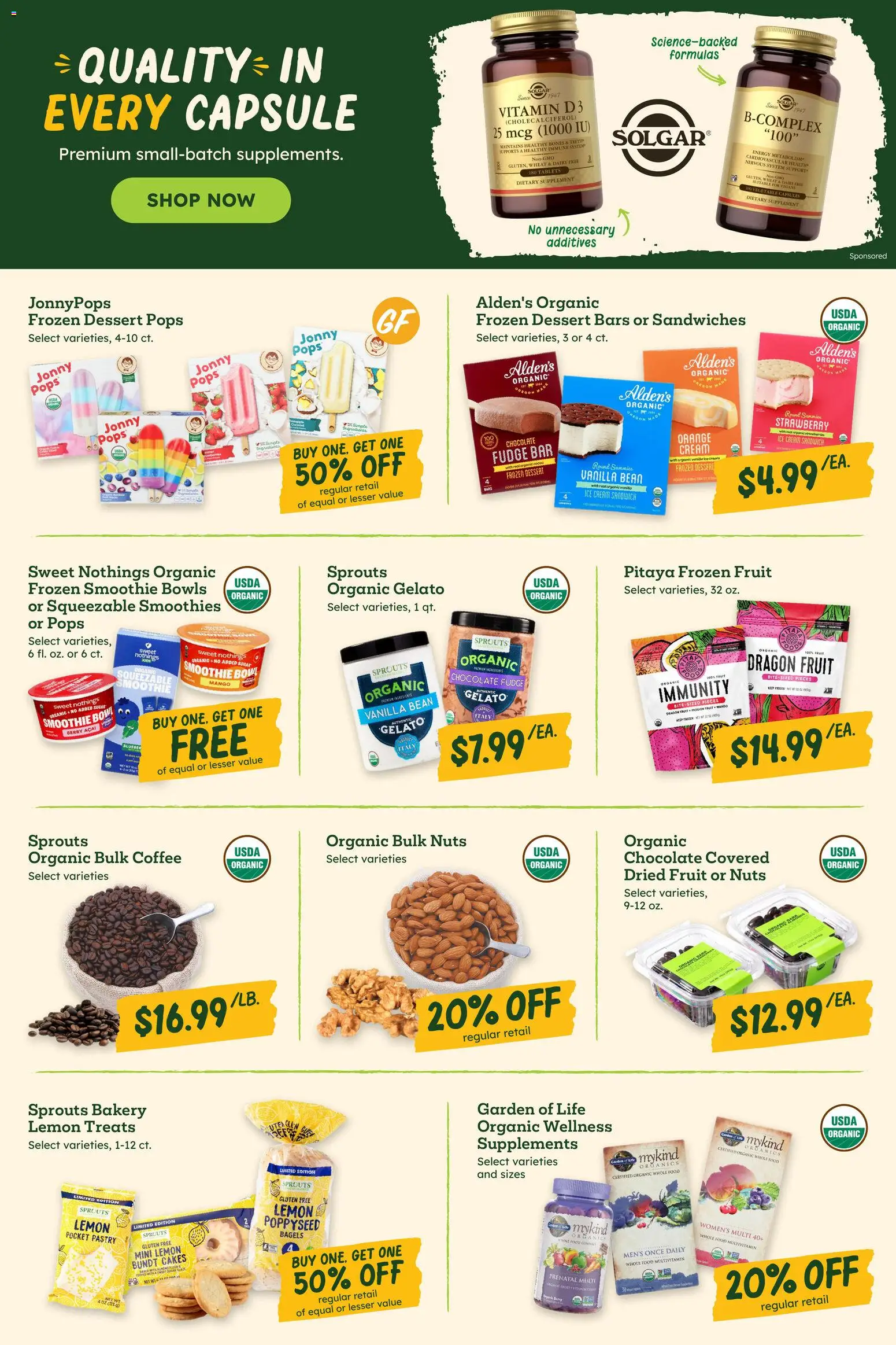 Sprouts Weekly Ad - valid from 06/24/2026 | Page: 5 | Products: Multivitamin, Bakery, Chocolate, 2人掛けソファ