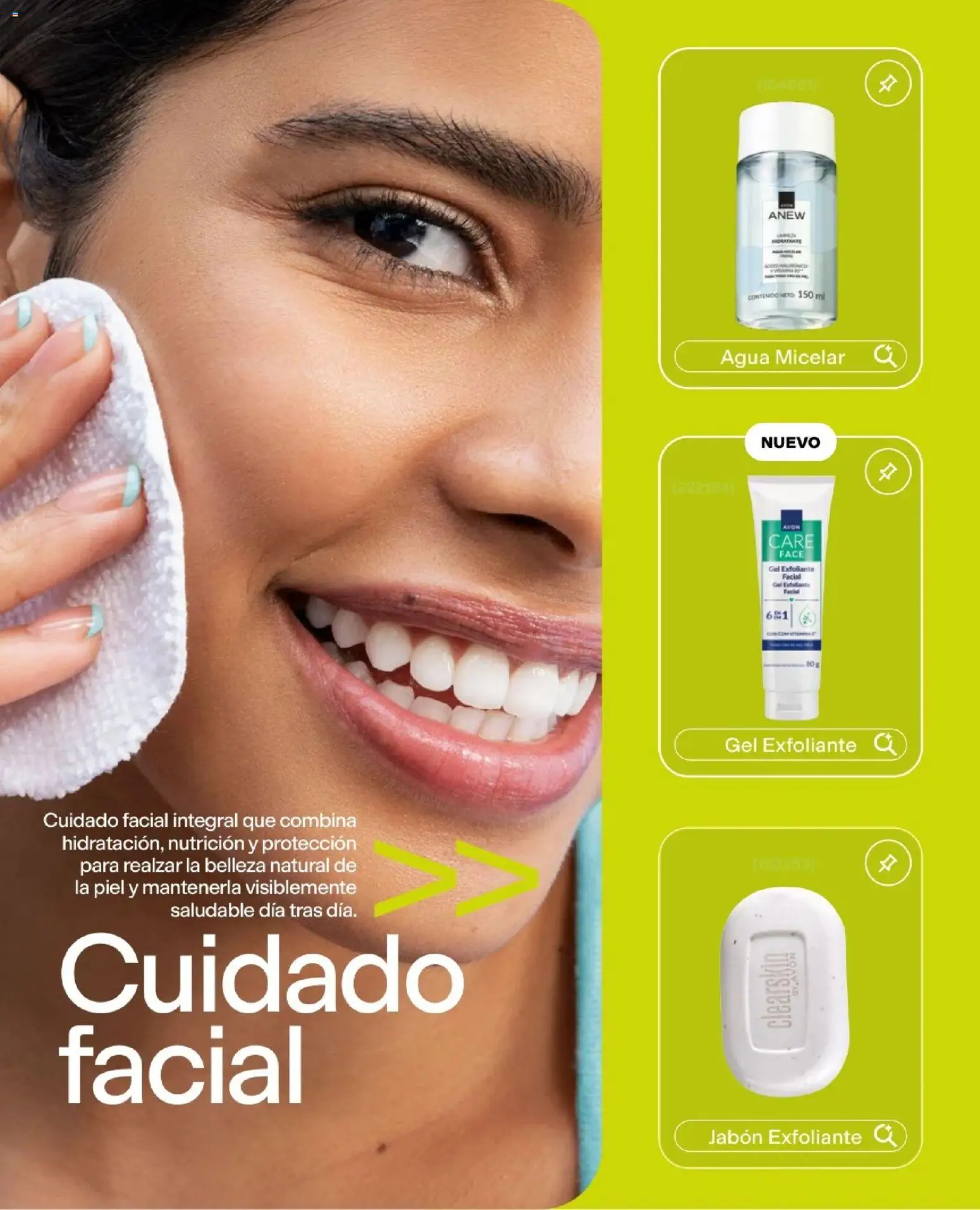 Avon revista - valida desde el 29/07/2026 | Página: 102 | Productos: Agua, Agua micelar, Exfoliante facial, Jabón
