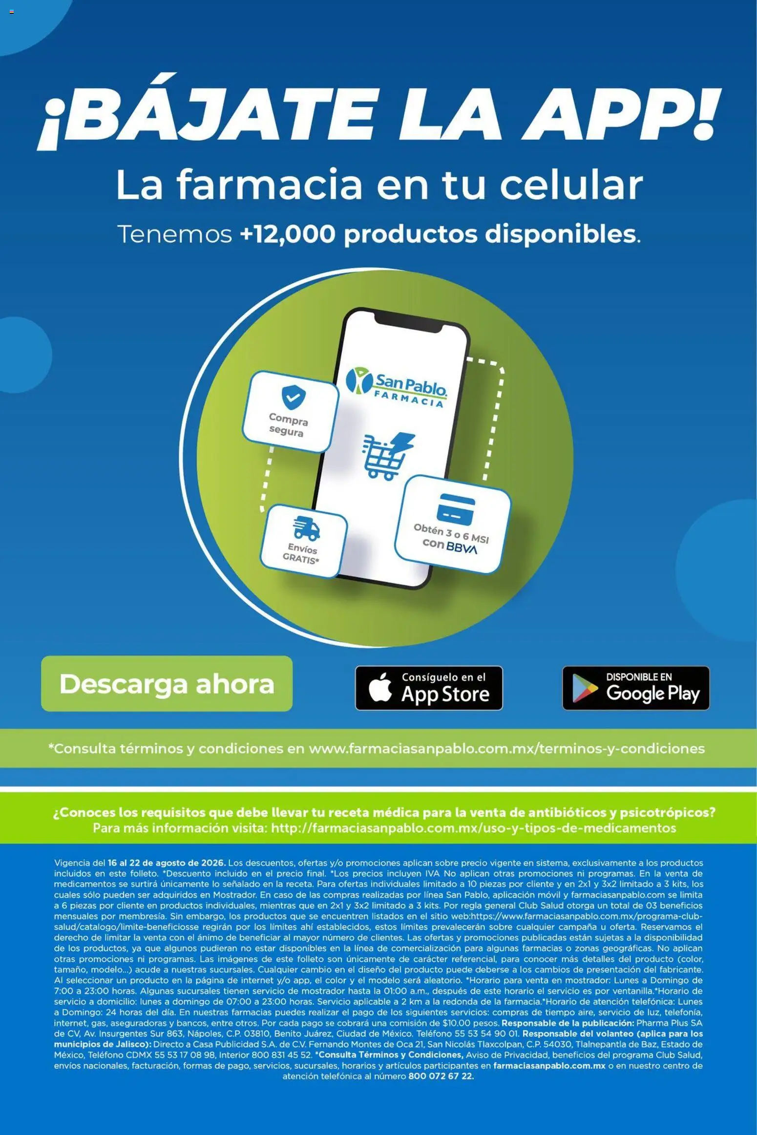Nuevas ofertas de Farmacia San Pablo válidas en toda la República Mexicana desde el 16/08/2026. ¡Encuentra las mejores ofertas en Farmacia San Pablo catálogo! | Página: 16 | Productos: Movil, Teléfono, Sobre, Campana